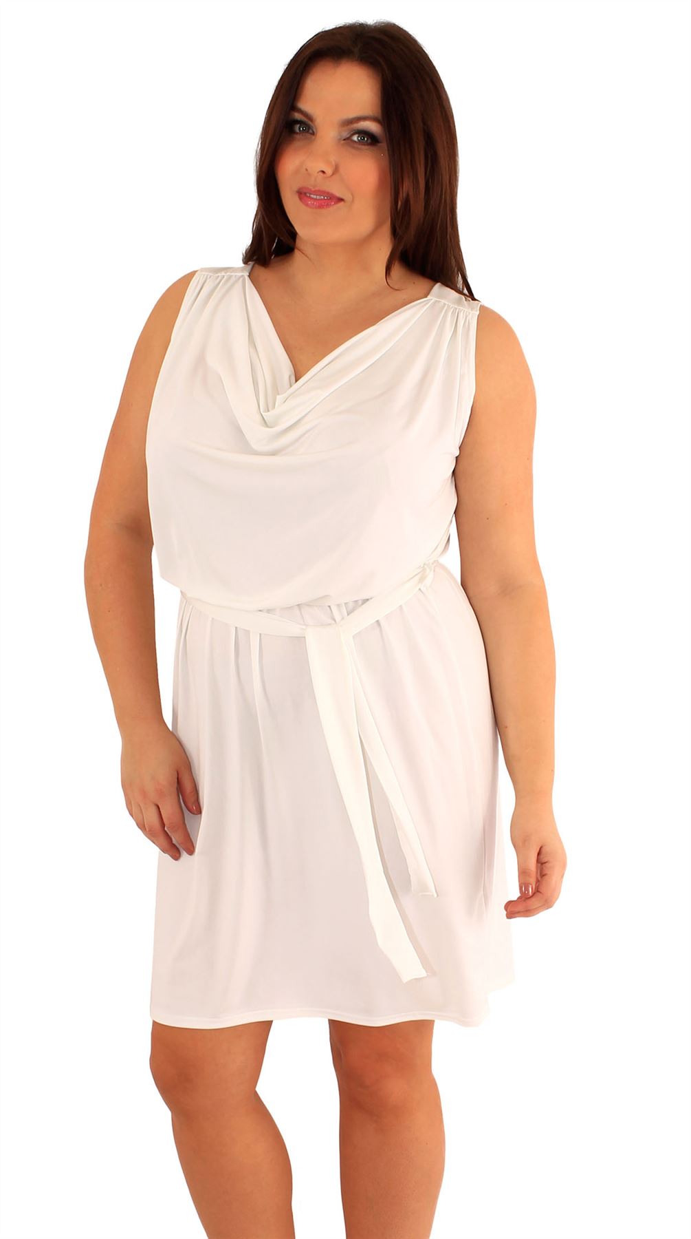 womens cowl neck front sleeve less plus size tie belted evening plus size clothing for less