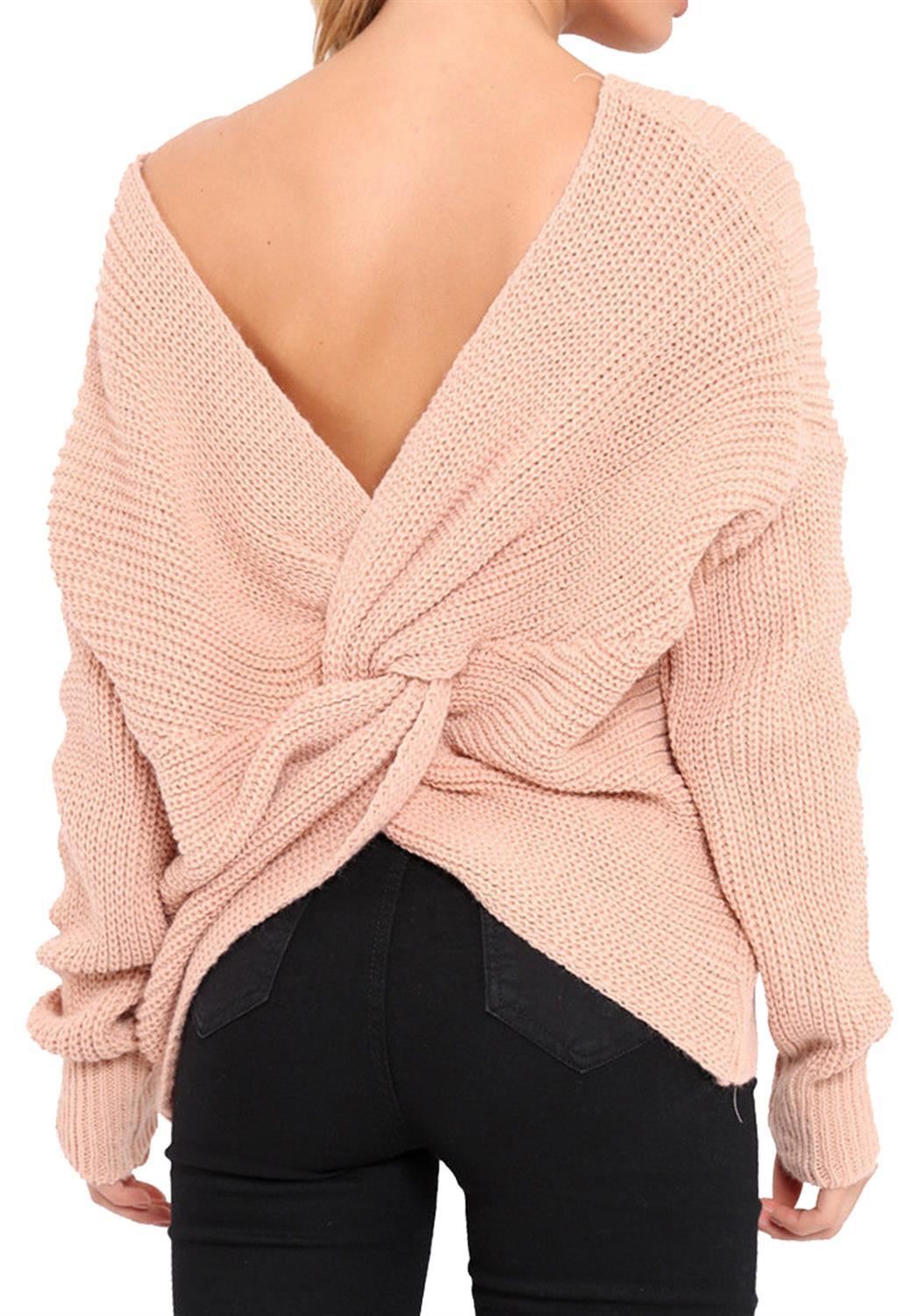 Womens Ladies Knitted Cross Wrap Over MultiWay Sweatshirt Twist Jumper Top Shirt