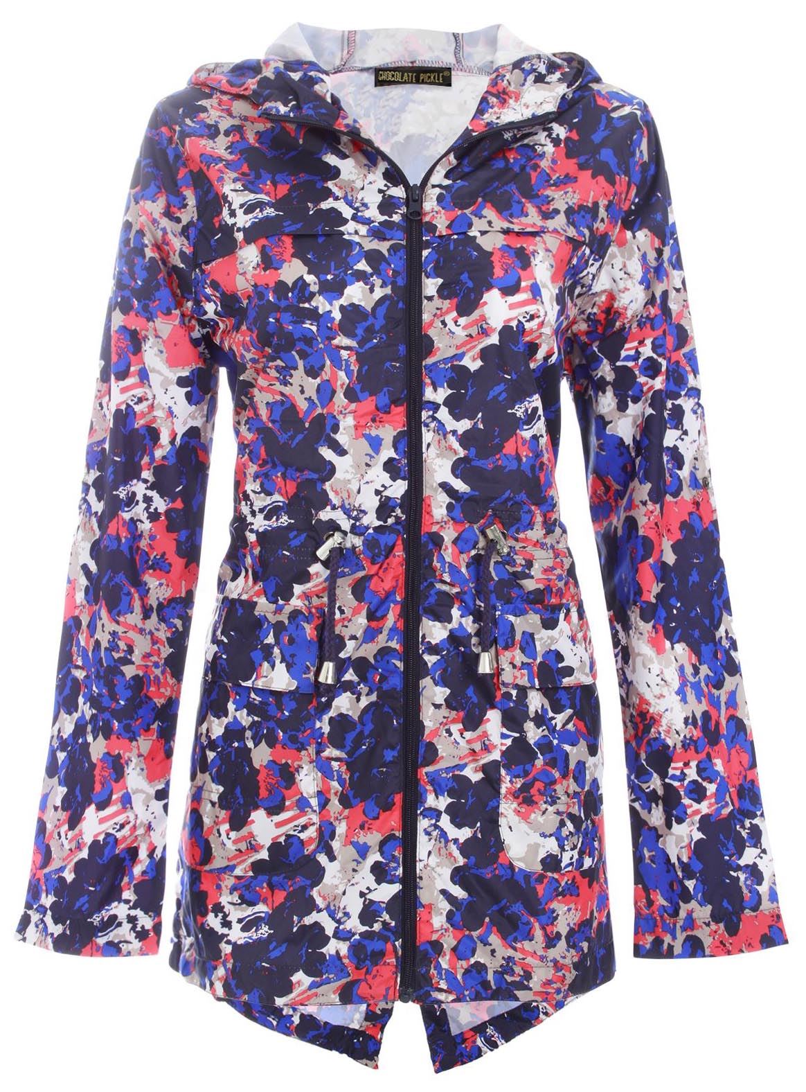 Ladies Plus Size Plain Mac Raincoats Waterproof Fishtail Parka Hooded