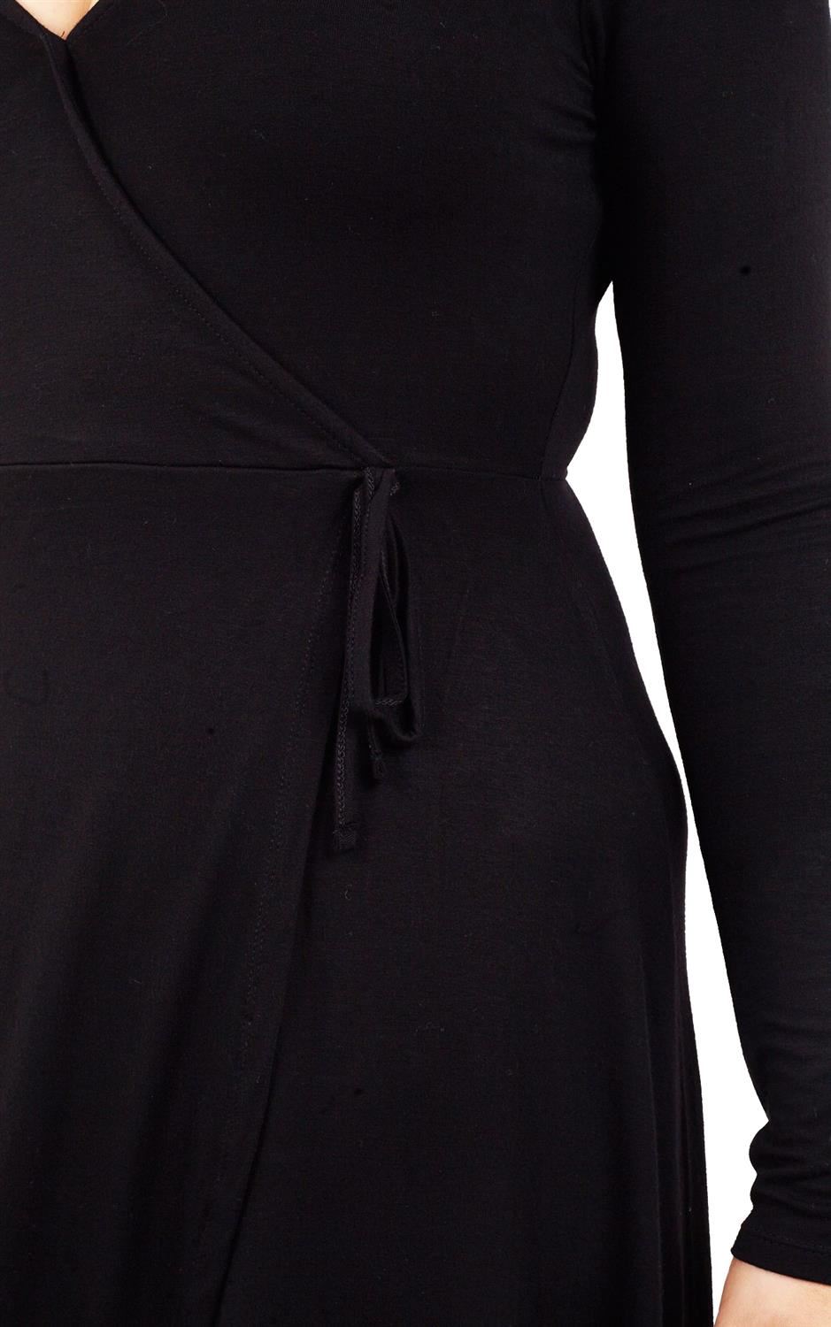 New Womens Plus Size V Neck Jersey Wrap Flared Skater Dress 16-22