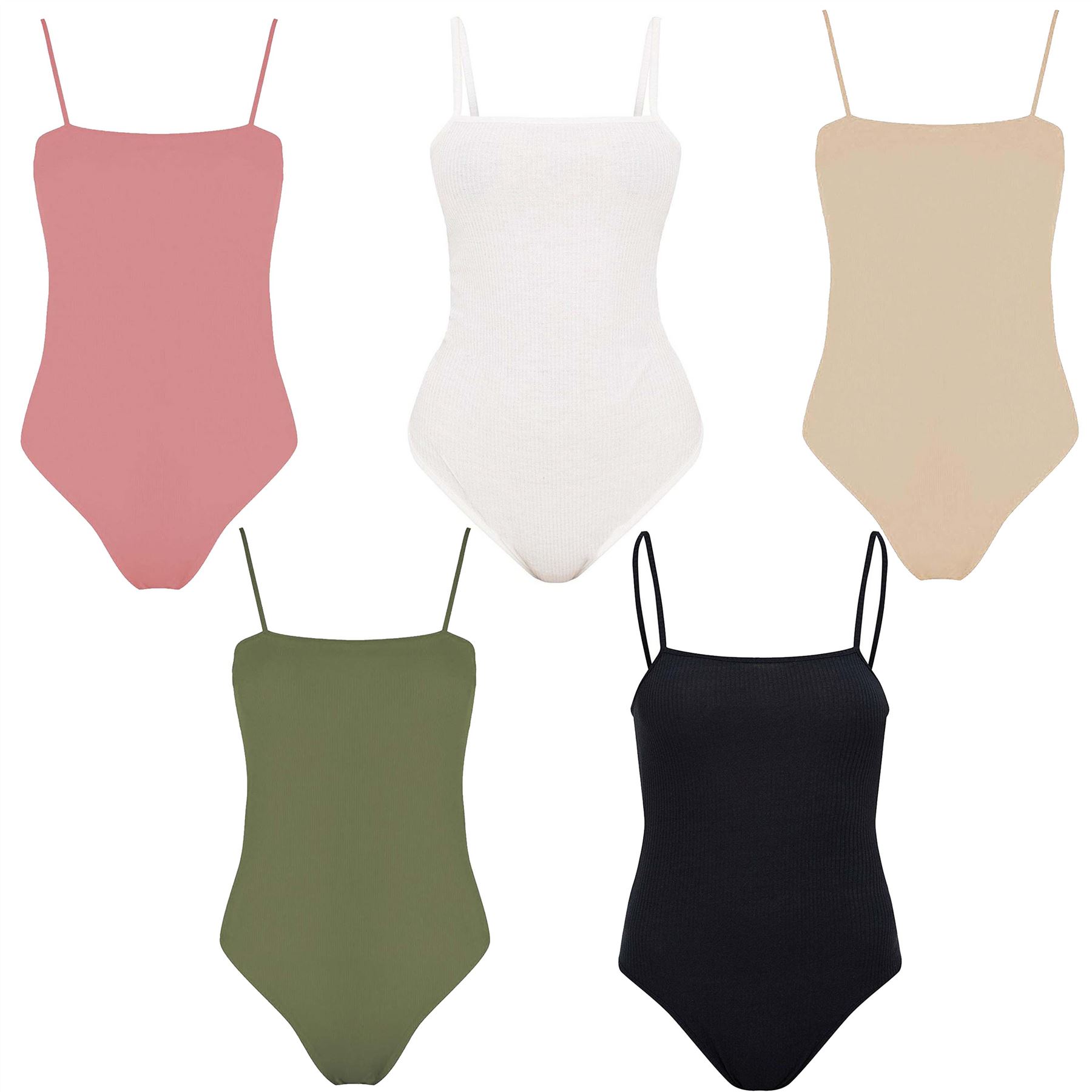 Ladies Cami Bralet Square Neck Strappy Bodysuit Leotard Body Top