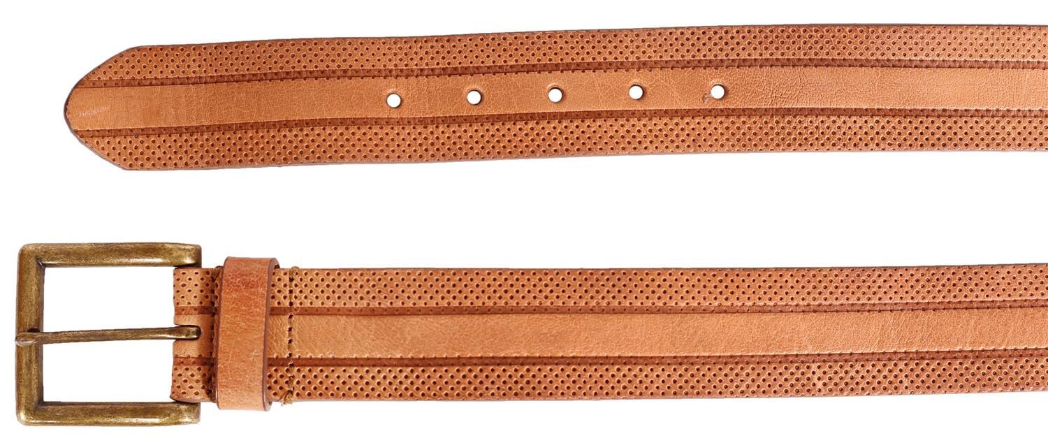 New Mens Genuine Leather 40mm Cognac Pin Buckle Loop Textured Belts S-3XL