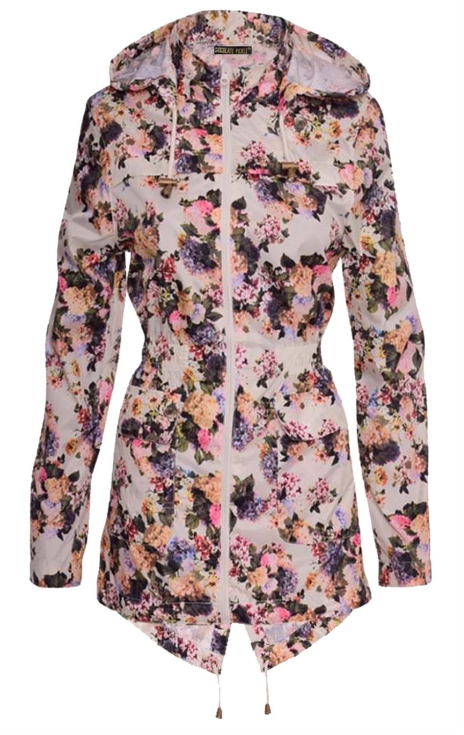 Ladies Plus Size Plain Mac Raincoats Waterproof Fishtail Parka Hooded