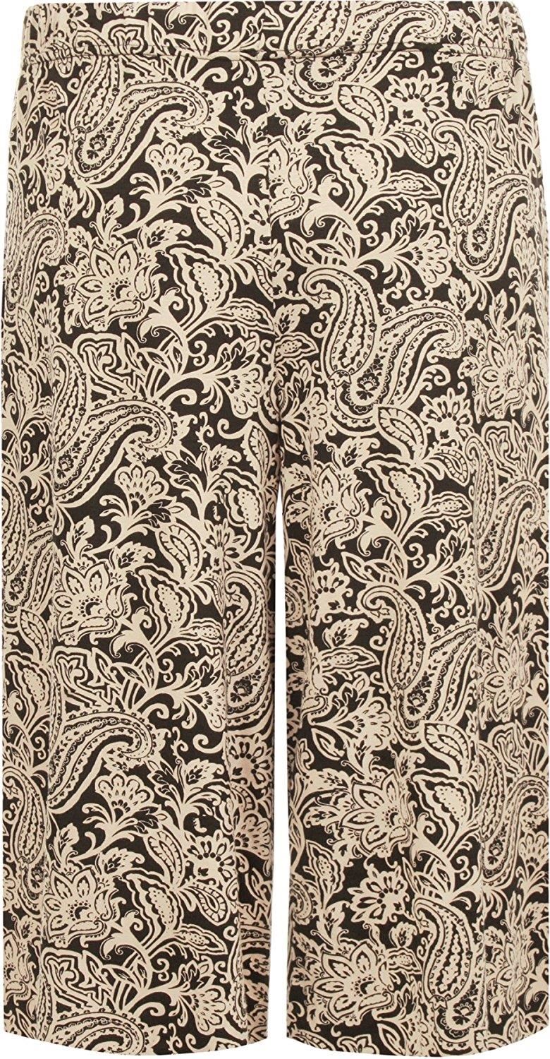 New Womens Plus Size Paisley Printed Jersey Wide Leg Culottes Shorts 16-26