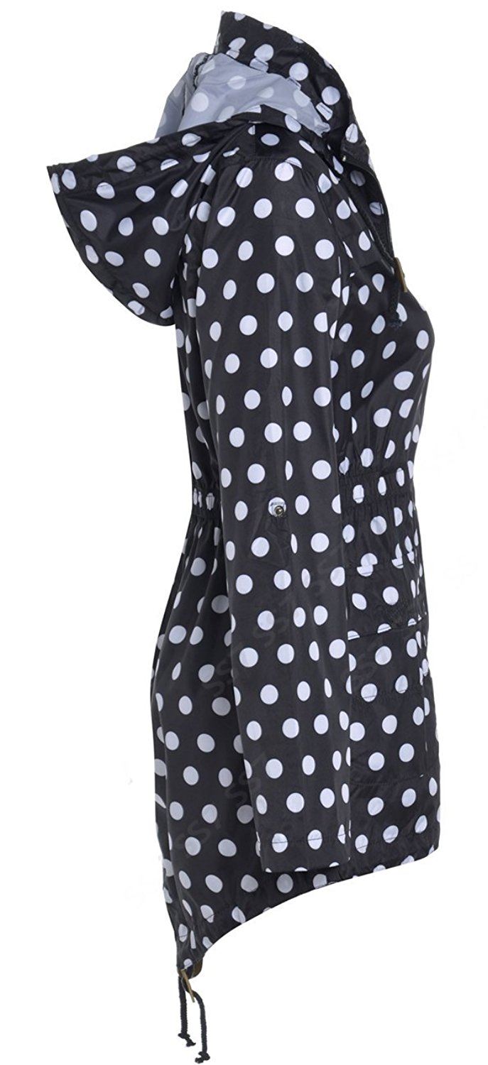 Ladies Plus Size Plain Mac Raincoats Waterproof Fishtail Parka Hooded