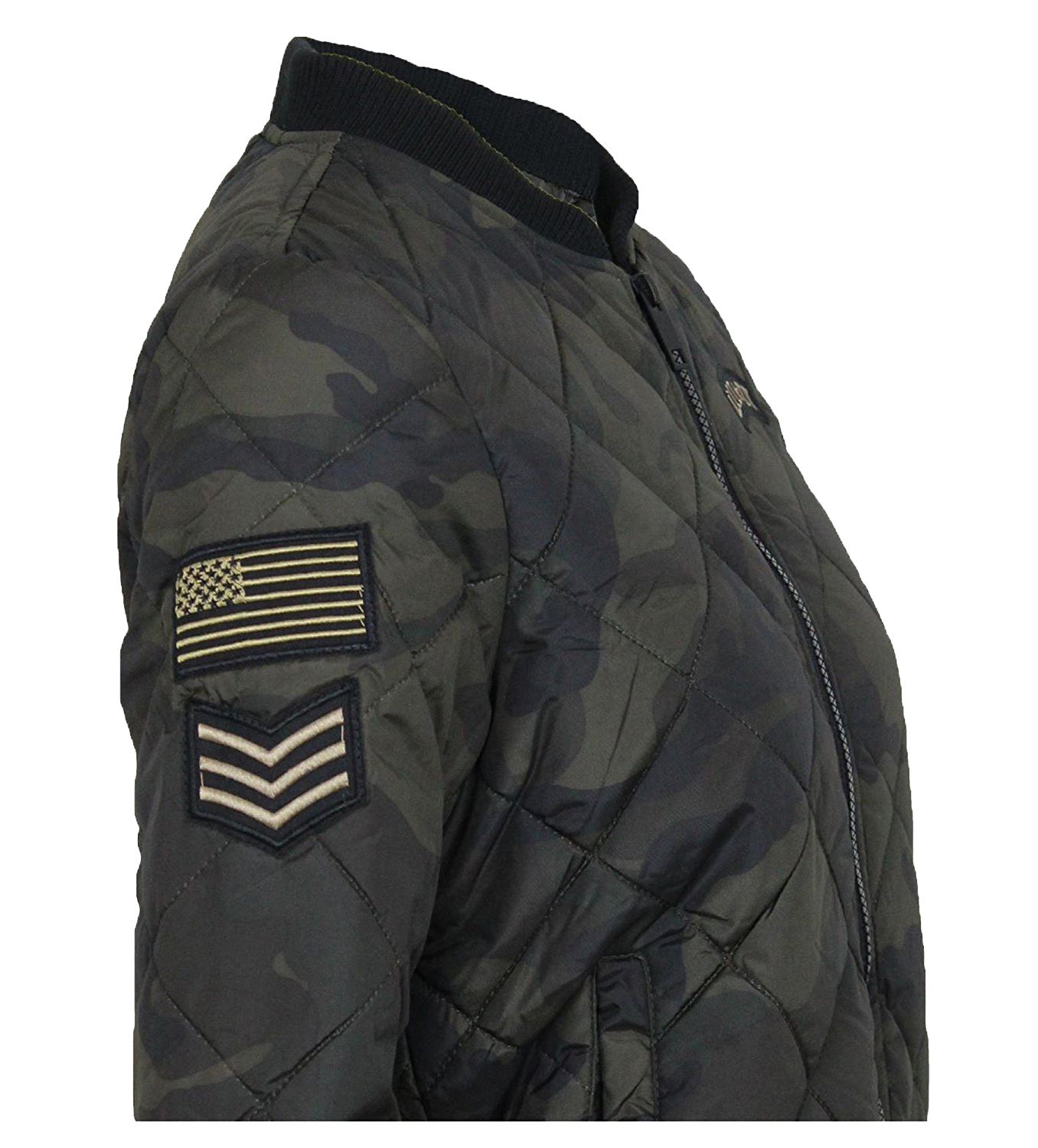 NEW LADIES ARMY MA1 Badge Padded Ribbed Pocket Bomber Coat Jackets 816