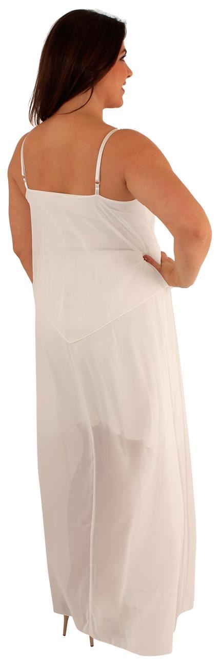 New Ladies Curve Cami Sole Chiffon Maxi Dress Layered Long Strappy Maxi 16-28