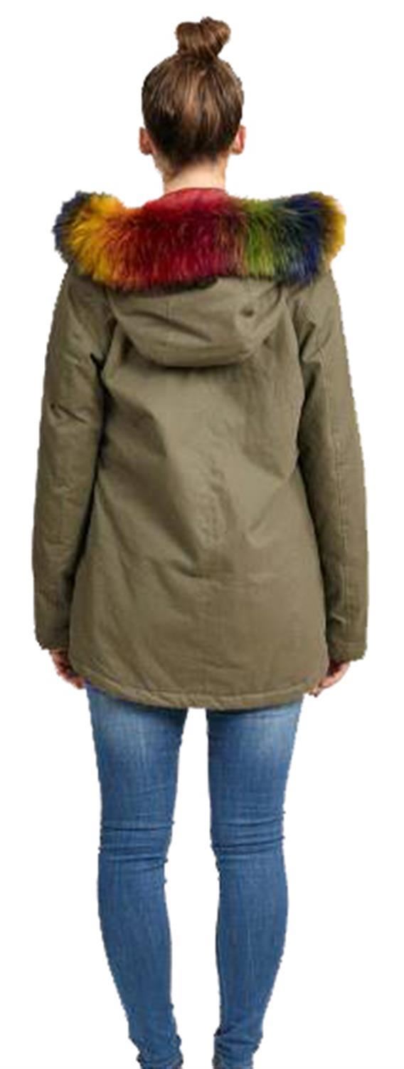 Womens faux Fur Detail Short Cotton Twill Parka Hooded Jackets Coats 8-16