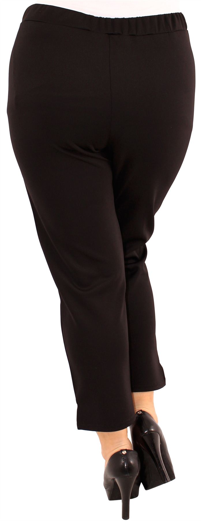 New Ladies Curve Printed Pull ON Trousers Plain Scuba Stretch Bottom