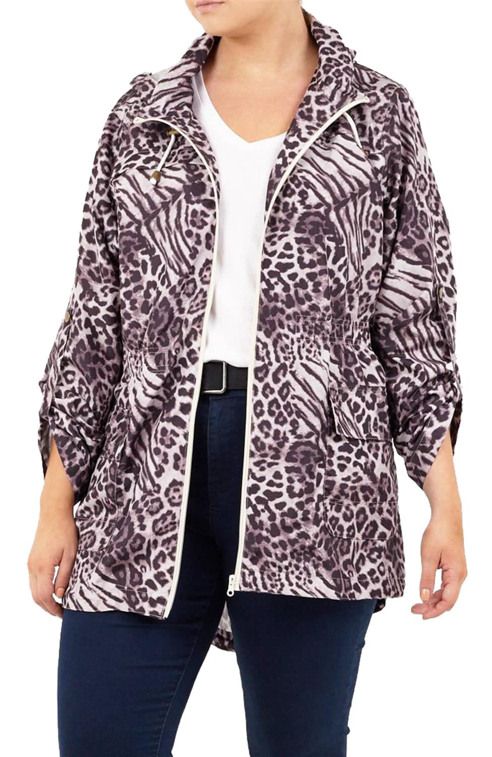 Ladies Plus Size Plain Mac Raincoats Waterproof Fishtail Parka Hooded