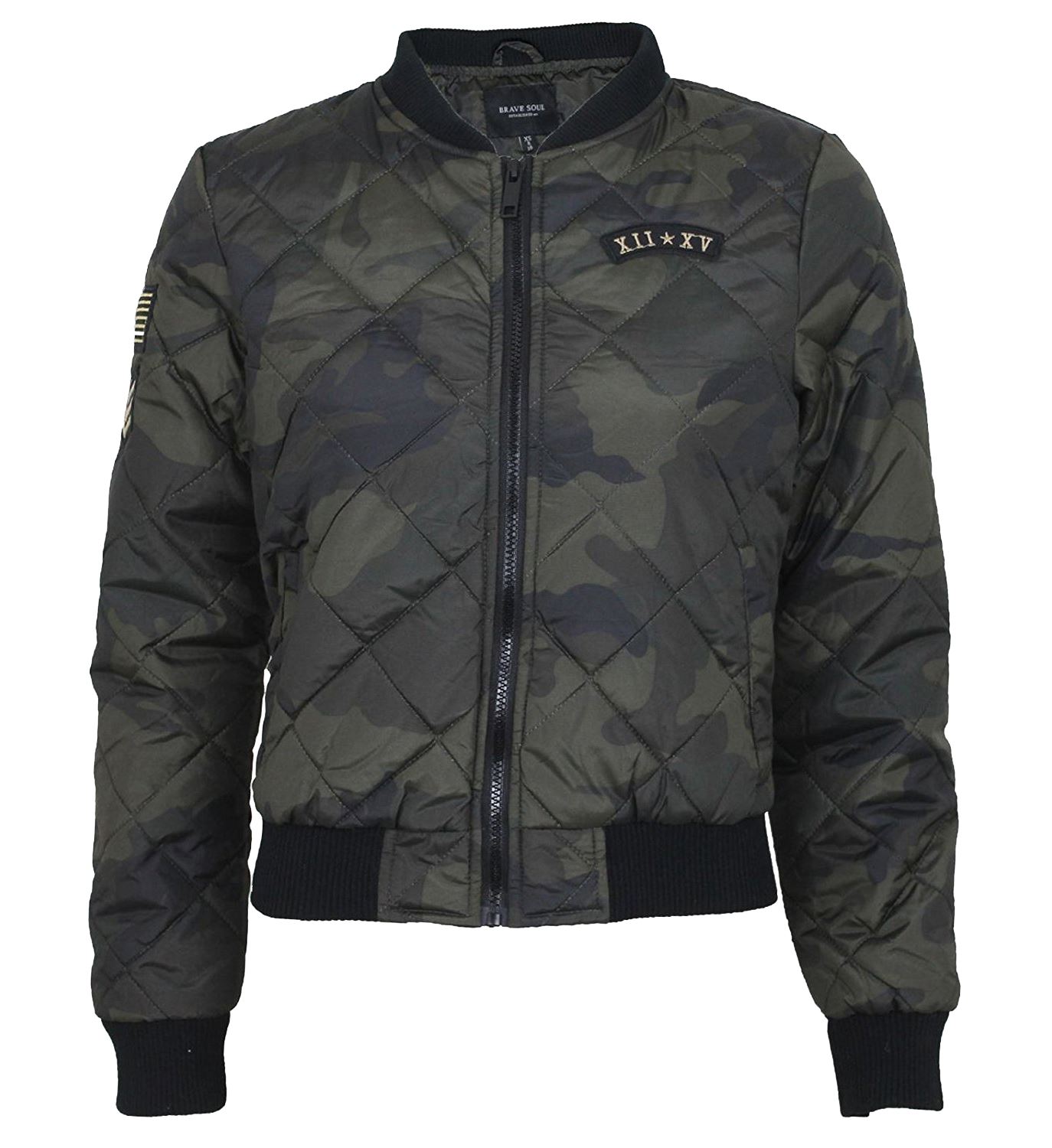 New Ladies Army MA1 Badge Padded Ribbed 