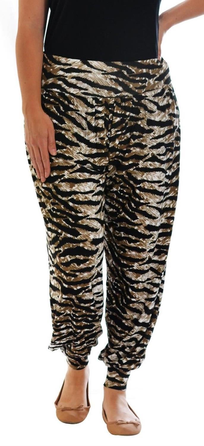 Womens Printed Stretchy Baggy Elasticated Waist Ankle Cuff Harem