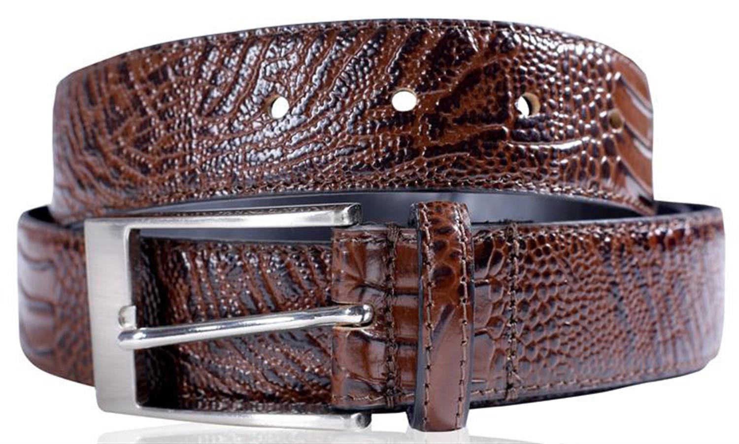New Mens Womens White Stitched Reptile Skin Genuine Leather Pin Buckle Belts New Mens Womens White Stitched Reptile Skin Genuine Leather Pin Buckle Belts