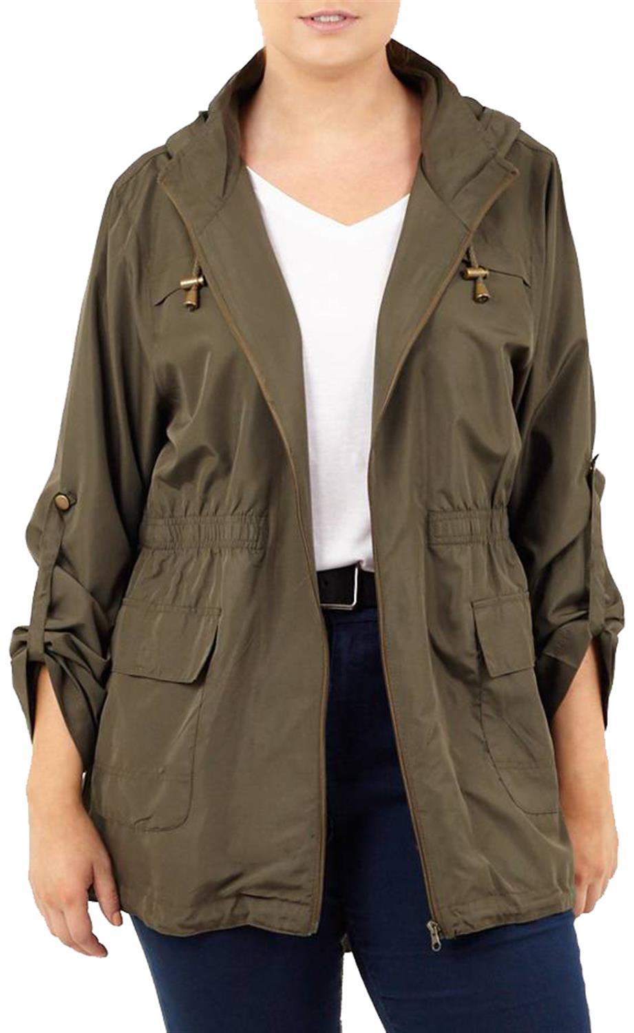 Ladies Awesome LOLO Print Parka Mac Hood Raincoats Fishtail Waterproof Jackets