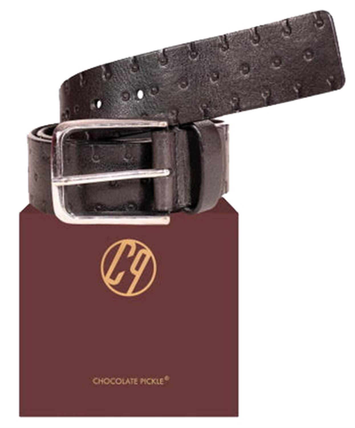 New Mens Genuine Leather 40mm Cognac Pin Buckle Loop Textured Belts S-3XL