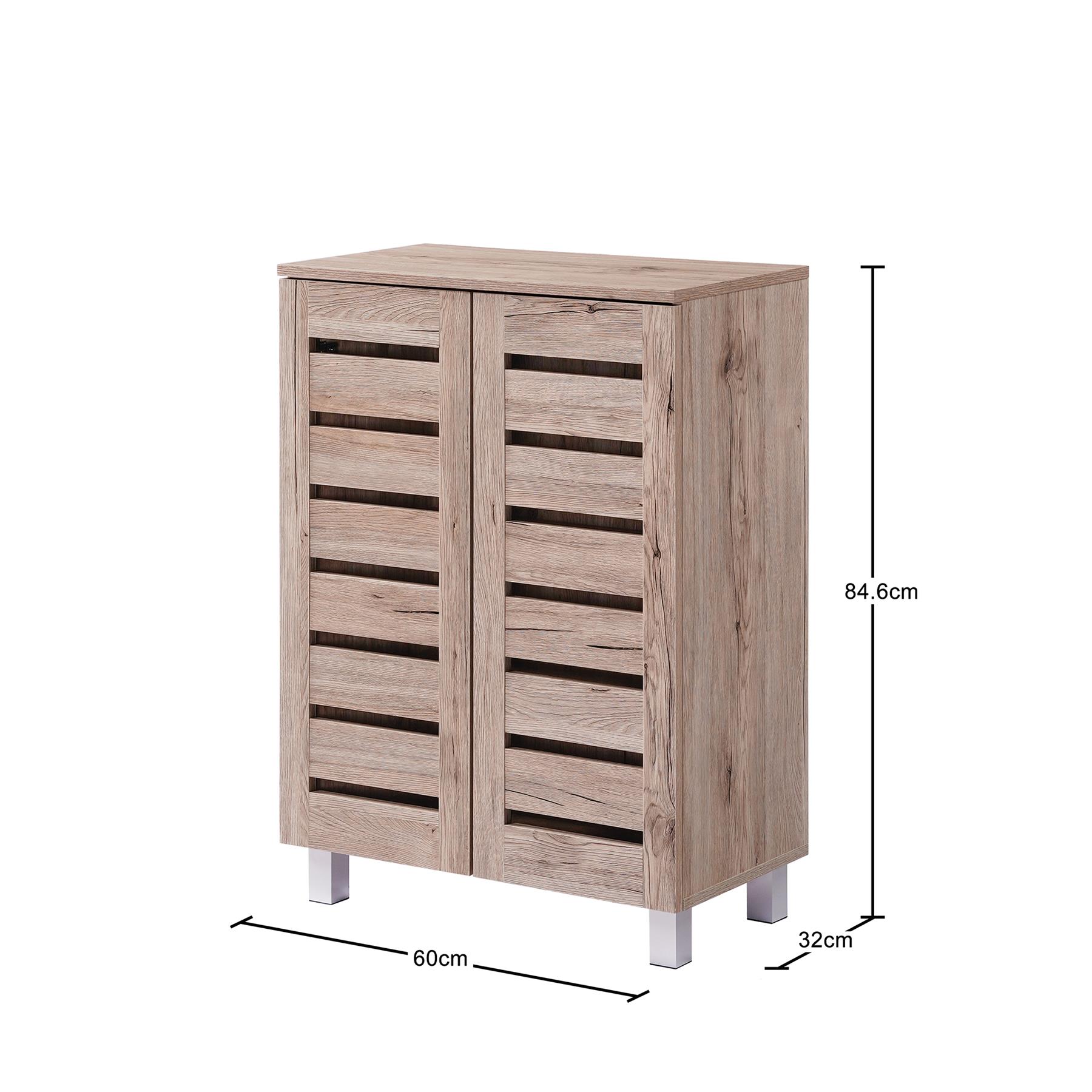 Euston 2 & 3 Door Wooden Shoe Storage Cabinet Rack Stand Cupboard Slatted Doors - Picture 21 of 71