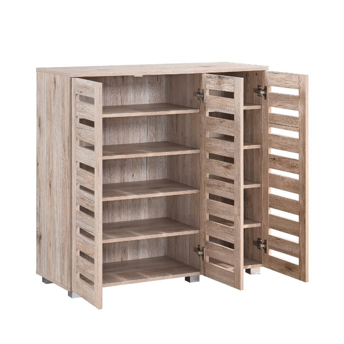 Euston 2 & 3 Door Wooden Shoe Storage Cabinet Rack Stand Cupboard Slatted Doors - Picture 57 of 71