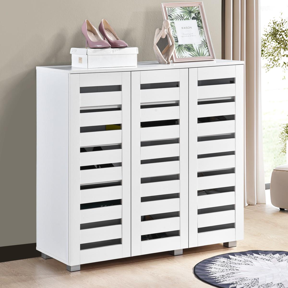 Euston 2 & 3 Door Wooden Shoe Storage Cabinet Rack Stand Cupboard Slatted Doors - Picture 64 of 71