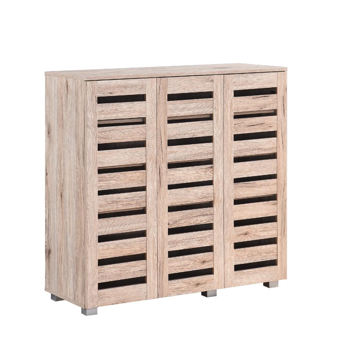 Euston 2 & 3 Door Wooden Shoe Storage Cabinet Rack Stand Cupboard Slatted Doors - Picture 56 of 71