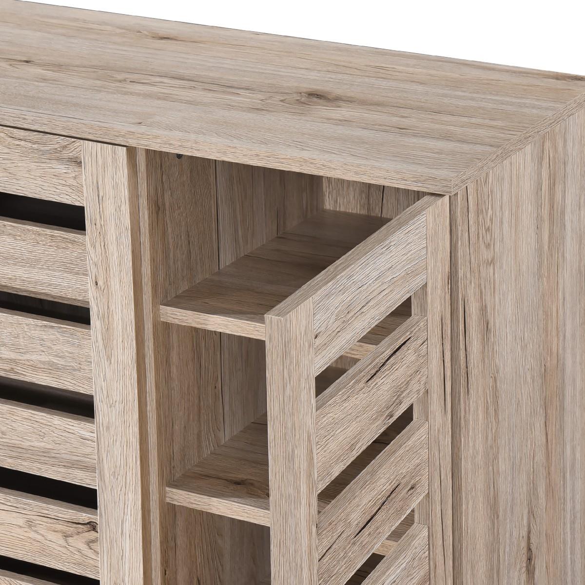 Euston 2 & 3 Door Wooden Shoe Storage Cabinet Rack Stand Cupboard Slatted Doors - Picture 60 of 71