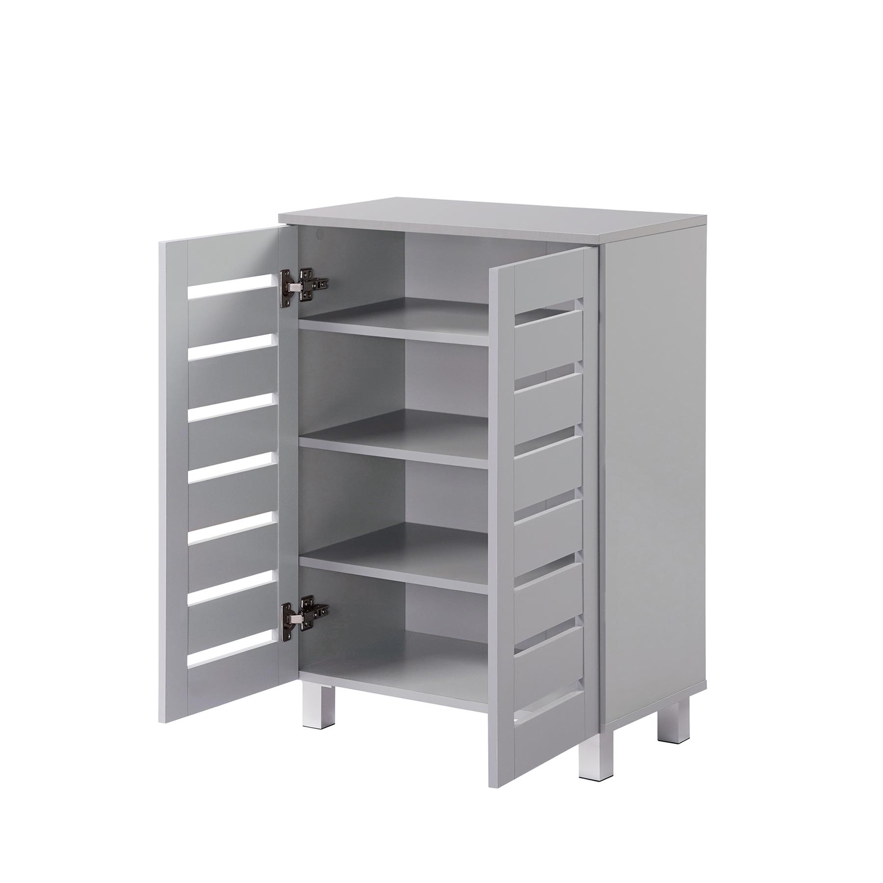 Euston 2 & 3 Door Wooden Shoe Storage Cabinet Rack Stand Cupboard Slatted Doors - Picture 14 of 71