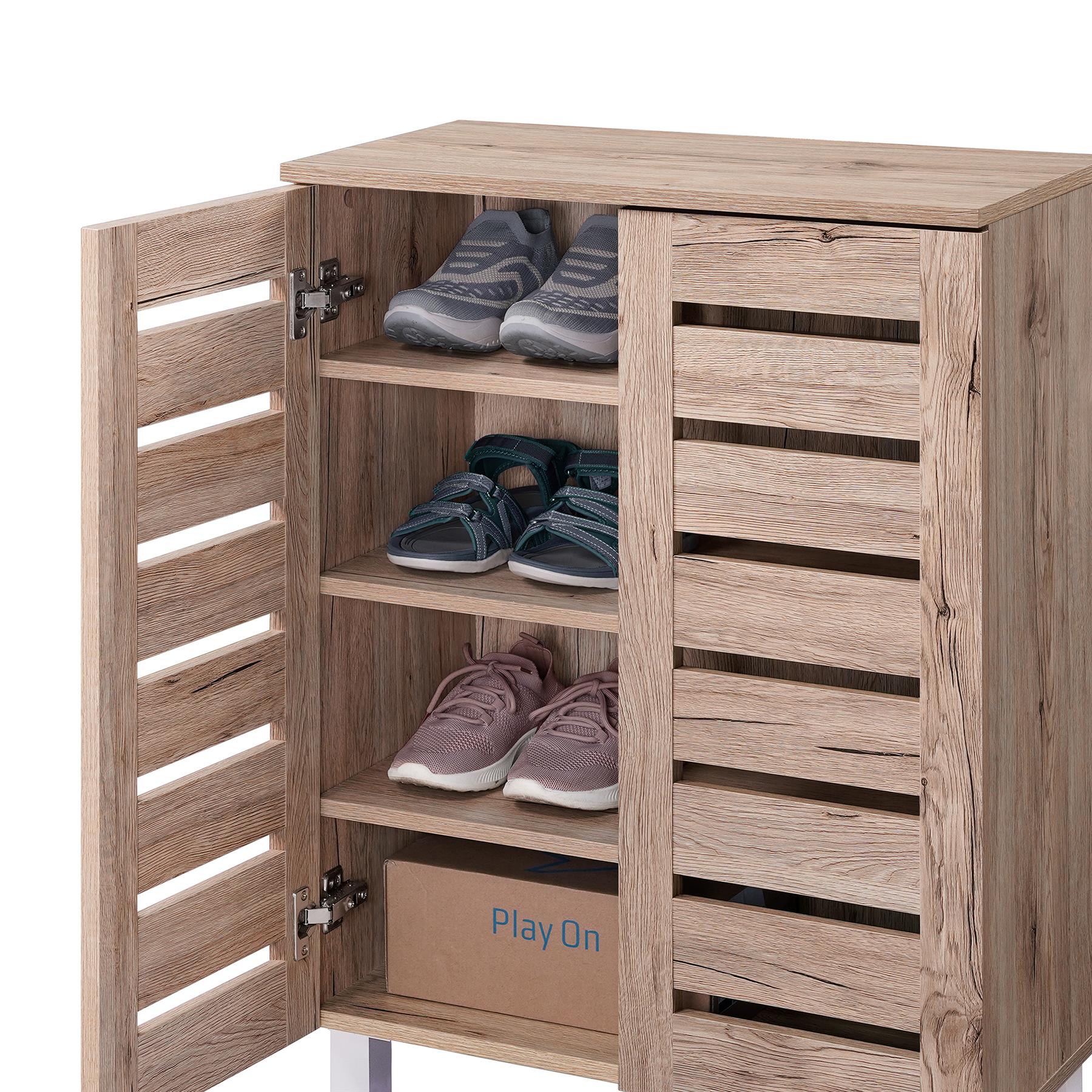 Euston 2 & 3 Door Wooden Shoe Storage Cabinet Rack Stand Cupboard Slatted Doors - Picture 24 of 71