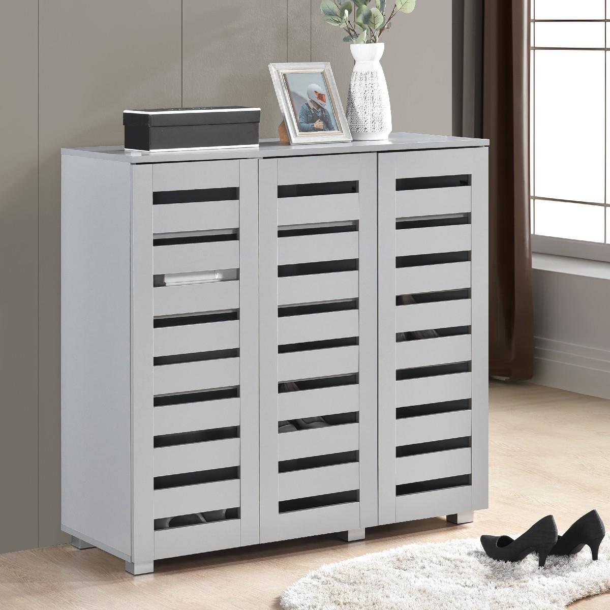 Euston 2 & 3 Door Wooden Shoe Storage Cabinet Rack Stand Cupboard Slatted Doors - Picture 46 of 71