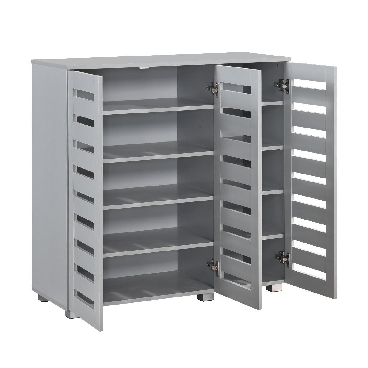 Euston 2 & 3 Door Wooden Shoe Storage Cabinet Rack Stand Cupboard Slatted Doors - Picture 48 of 71