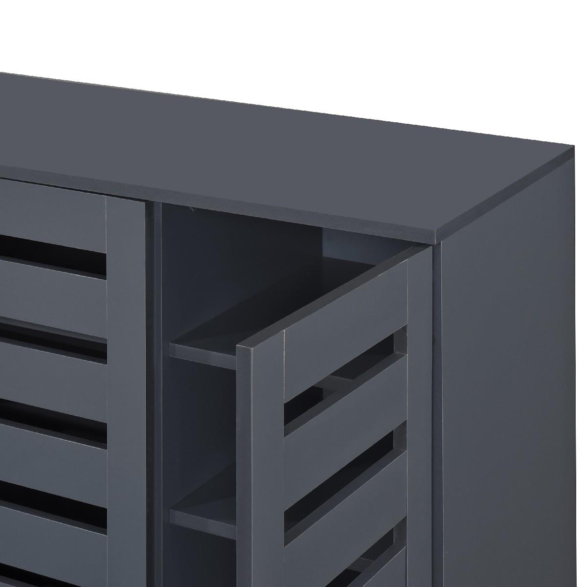 Euston 2 & 3 Door Wooden Shoe Storage Cabinet Rack Stand Cupboard Slatted Doors - Picture 43 of 71