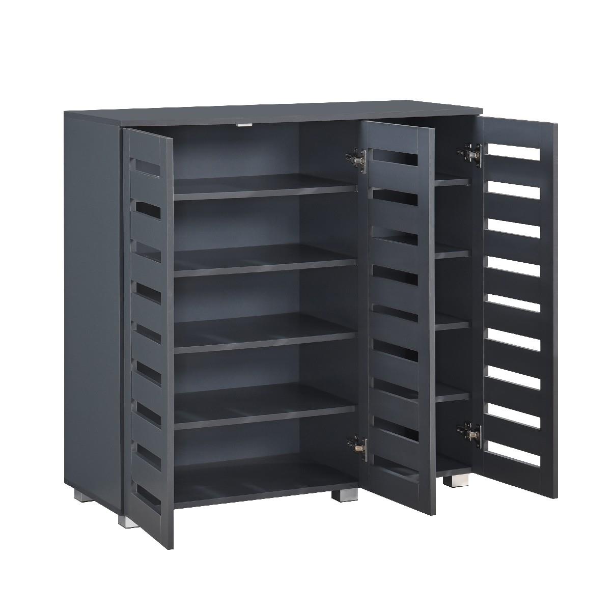 Euston 2 & 3 Door Wooden Shoe Storage Cabinet Rack Stand Cupboard Slatted Doors - Picture 40 of 71