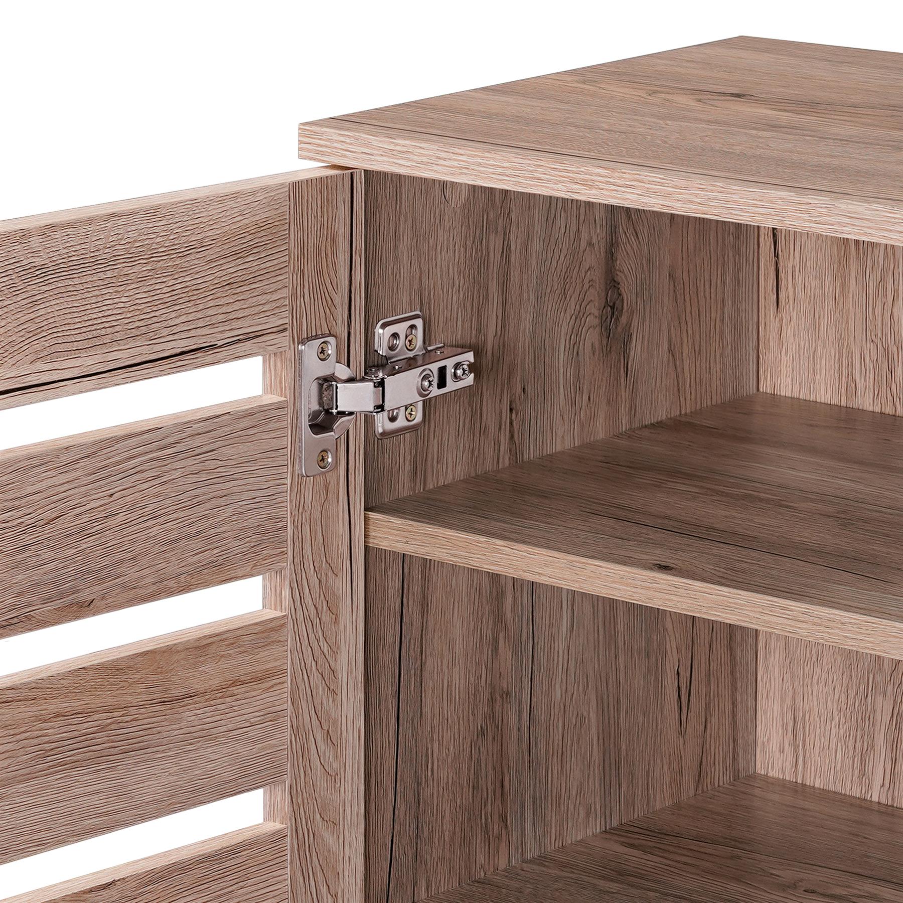 Euston 2 & 3 Door Wooden Shoe Storage Cabinet Rack Stand Cupboard Slatted Doors - Picture 26 of 71