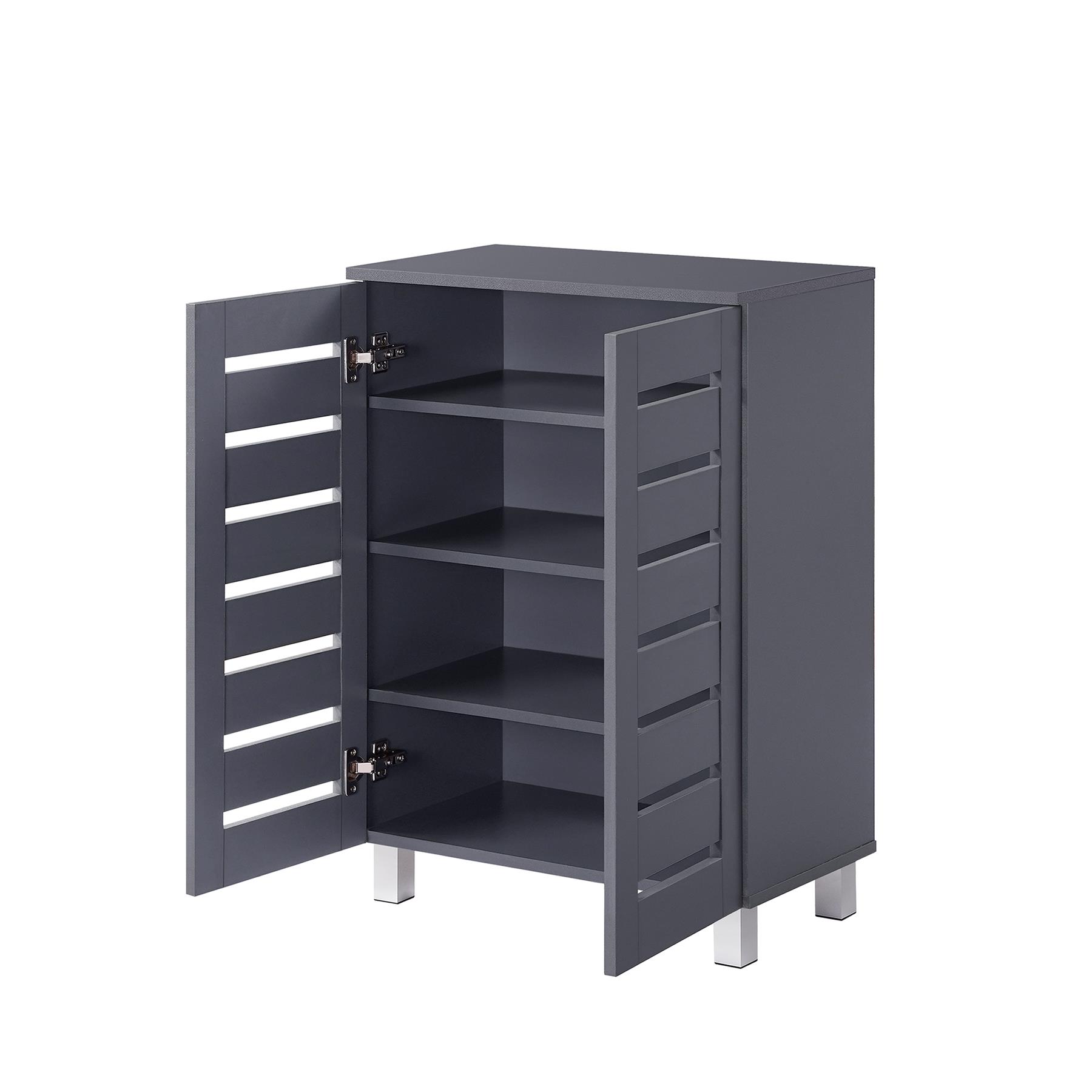 Euston 2 & 3 Door Wooden Shoe Storage Cabinet Rack Stand Cupboard Slatted Doors - Picture 5 of 71
