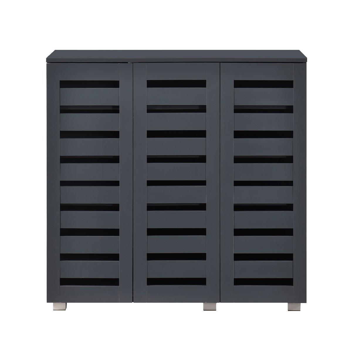 Euston 2 & 3 Door Wooden Shoe Storage Cabinet Rack Stand Cupboard Slatted Doors - Picture 41 of 71