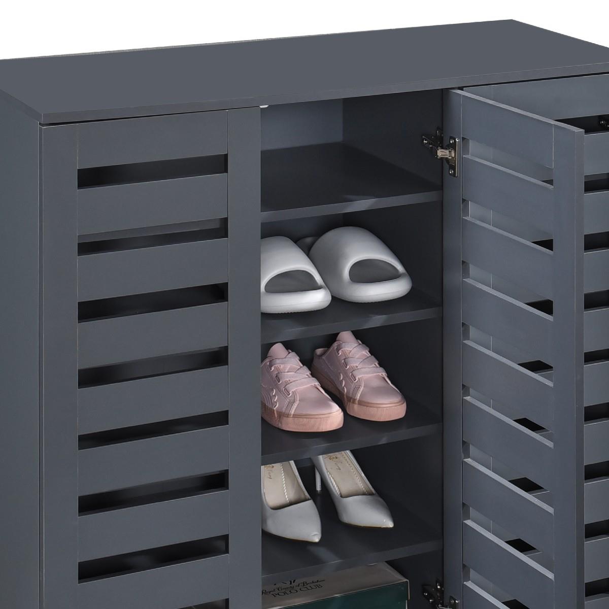 Euston 2 & 3 Door Wooden Shoe Storage Cabinet Rack Stand Cupboard Slatted Doors - Picture 42 of 71