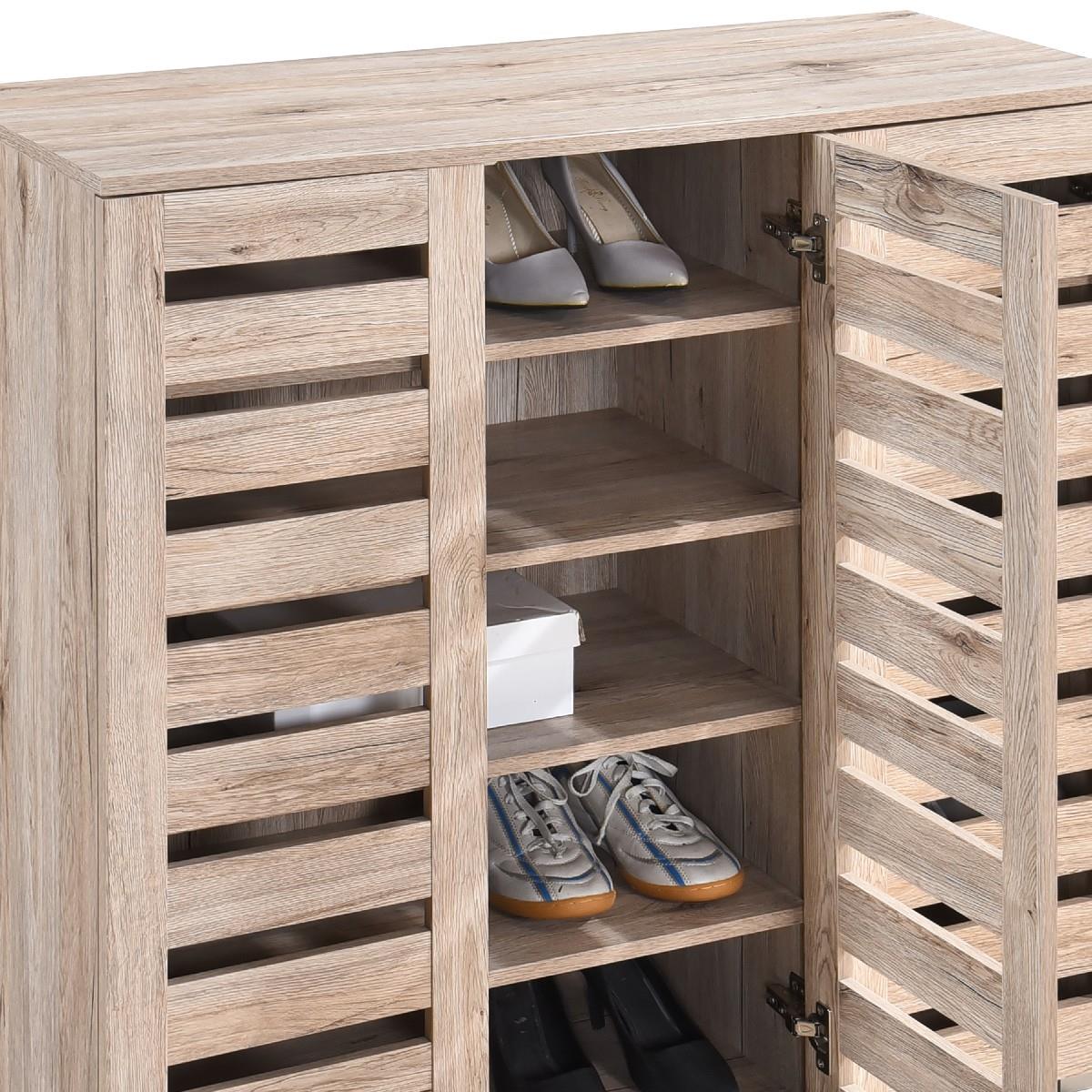 Euston 2 & 3 Door Wooden Shoe Storage Cabinet Rack Stand Cupboard Slatted Doors - Picture 59 of 71