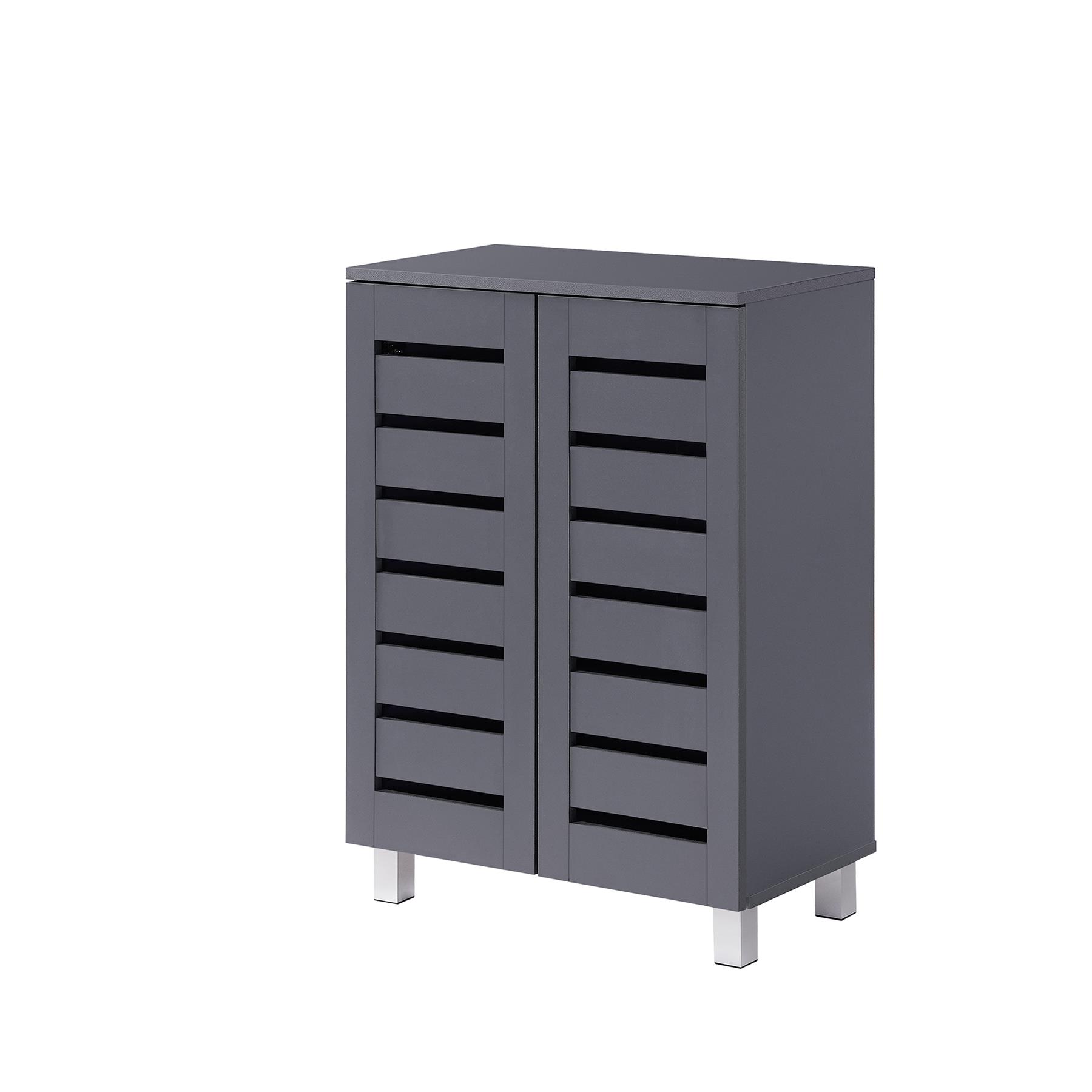 Euston 2 & 3 Door Wooden Shoe Storage Cabinet Rack Stand Cupboard Slatted Doors - Picture 2 of 71