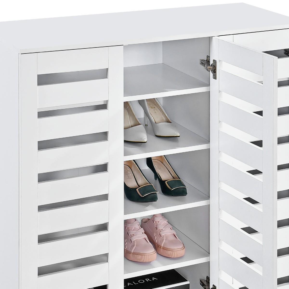 Euston 2 & 3 Door Wooden Shoe Storage Cabinet Rack Stand Cupboard Slatted Doors - Picture 68 of 71