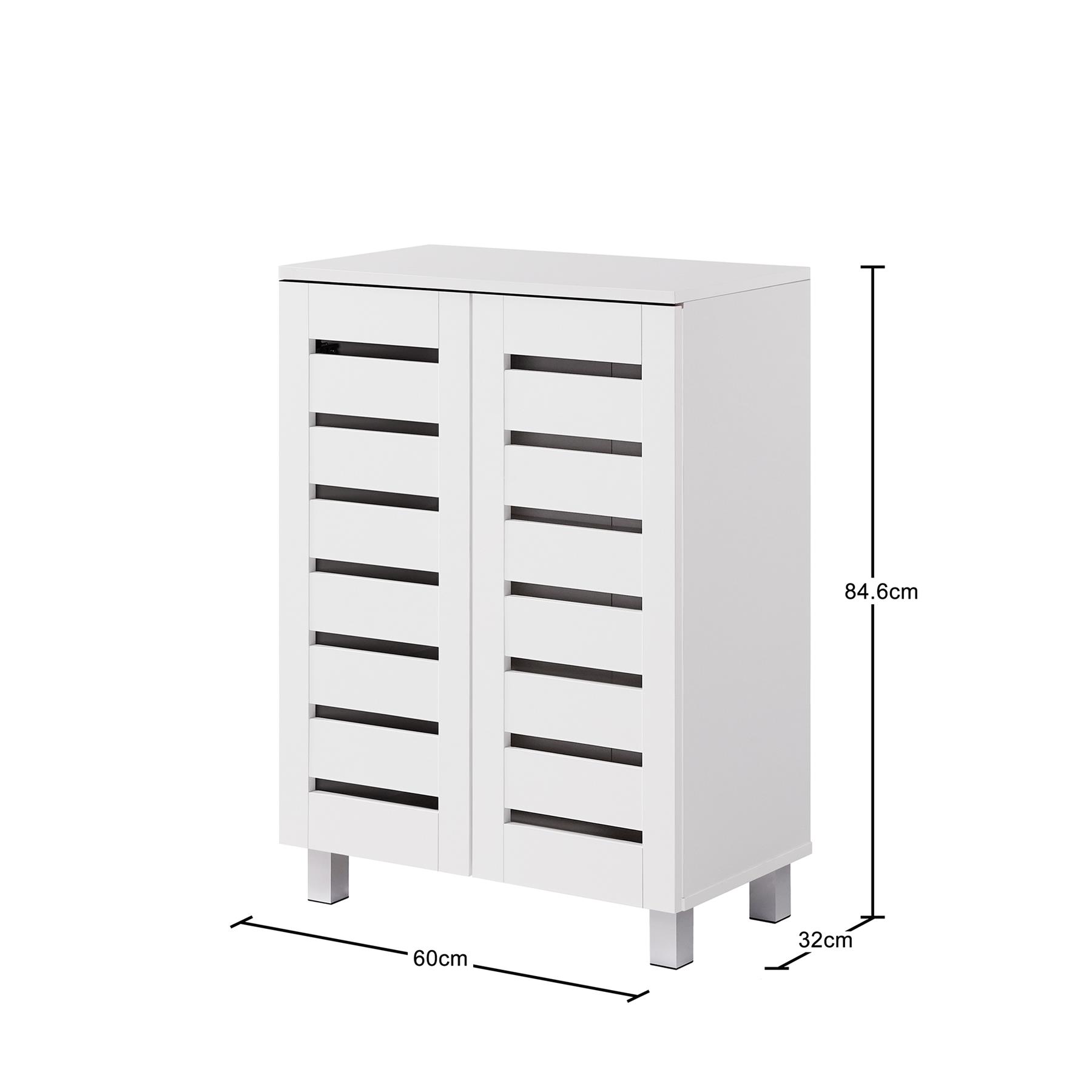 Euston 2 & 3 Door Wooden Shoe Storage Cabinet Rack Stand Cupboard Slatted Doors - Picture 30 of 71