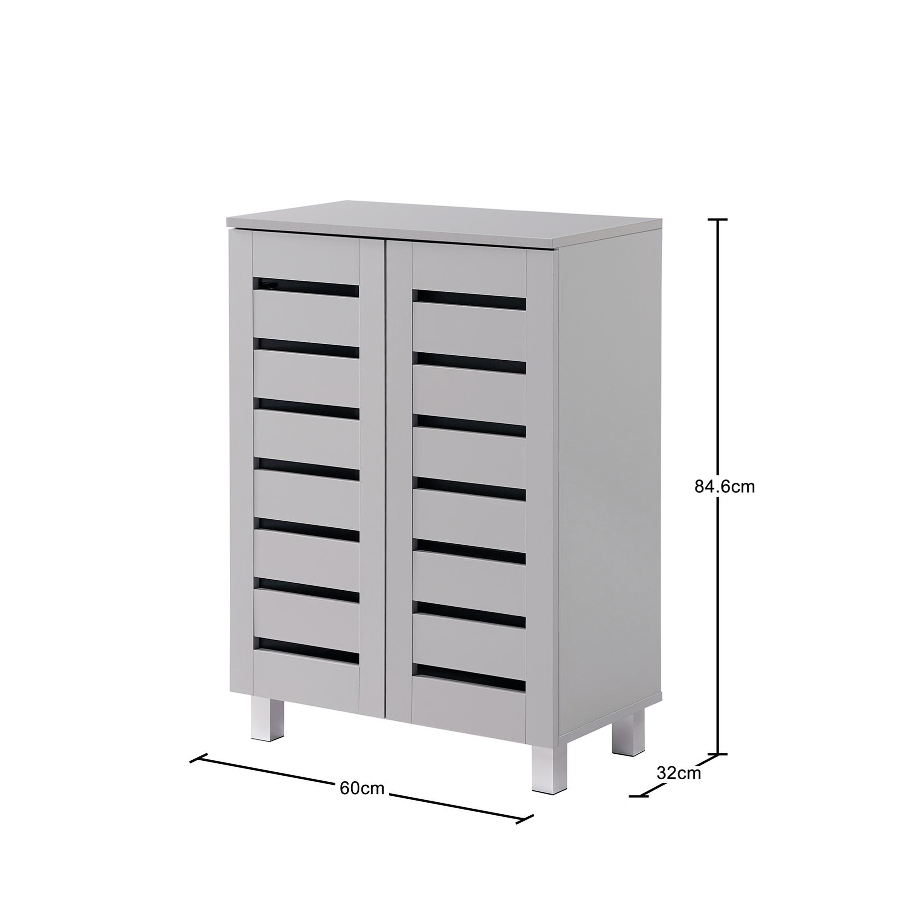 Euston 2 & 3 Door Wooden Shoe Storage Cabinet Rack Stand Cupboard Slatted Doors - Picture 12 of 71