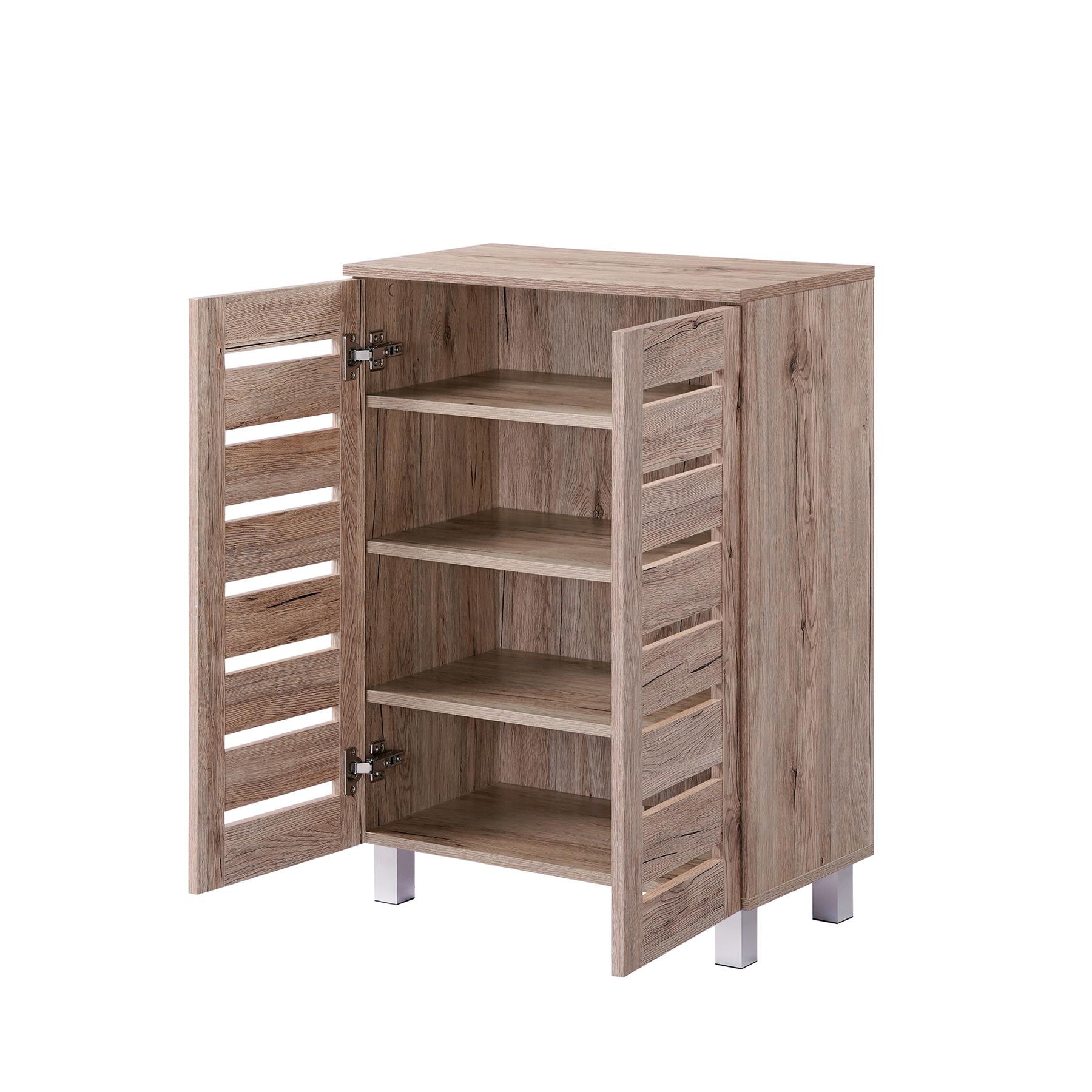 Euston 2 & 3 Door Wooden Shoe Storage Cabinet Rack Stand Cupboard Slatted Doors - Picture 23 of 71