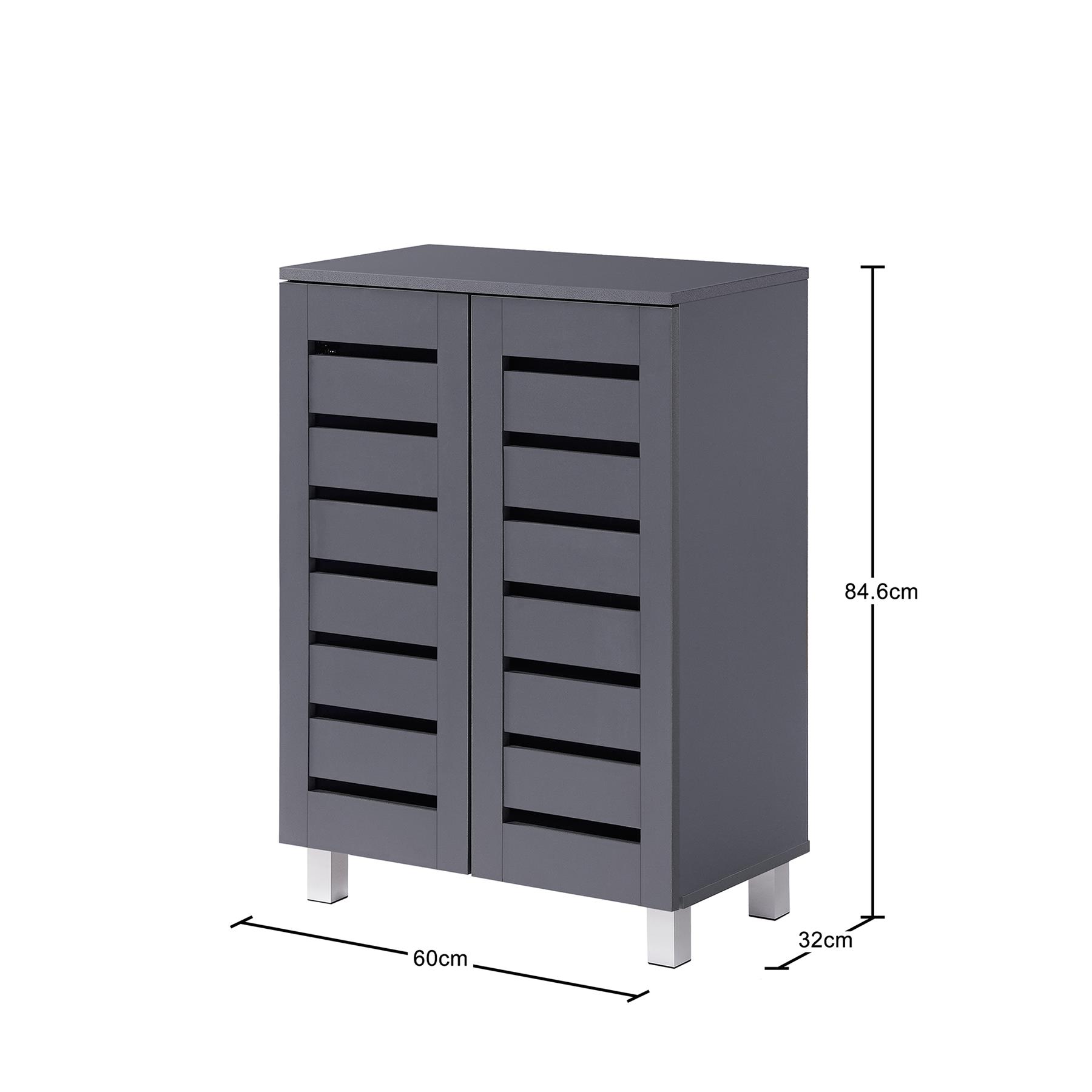 Euston 2 & 3 Door Wooden Shoe Storage Cabinet Rack Stand Cupboard Slatted Doors - Picture 3 of 71