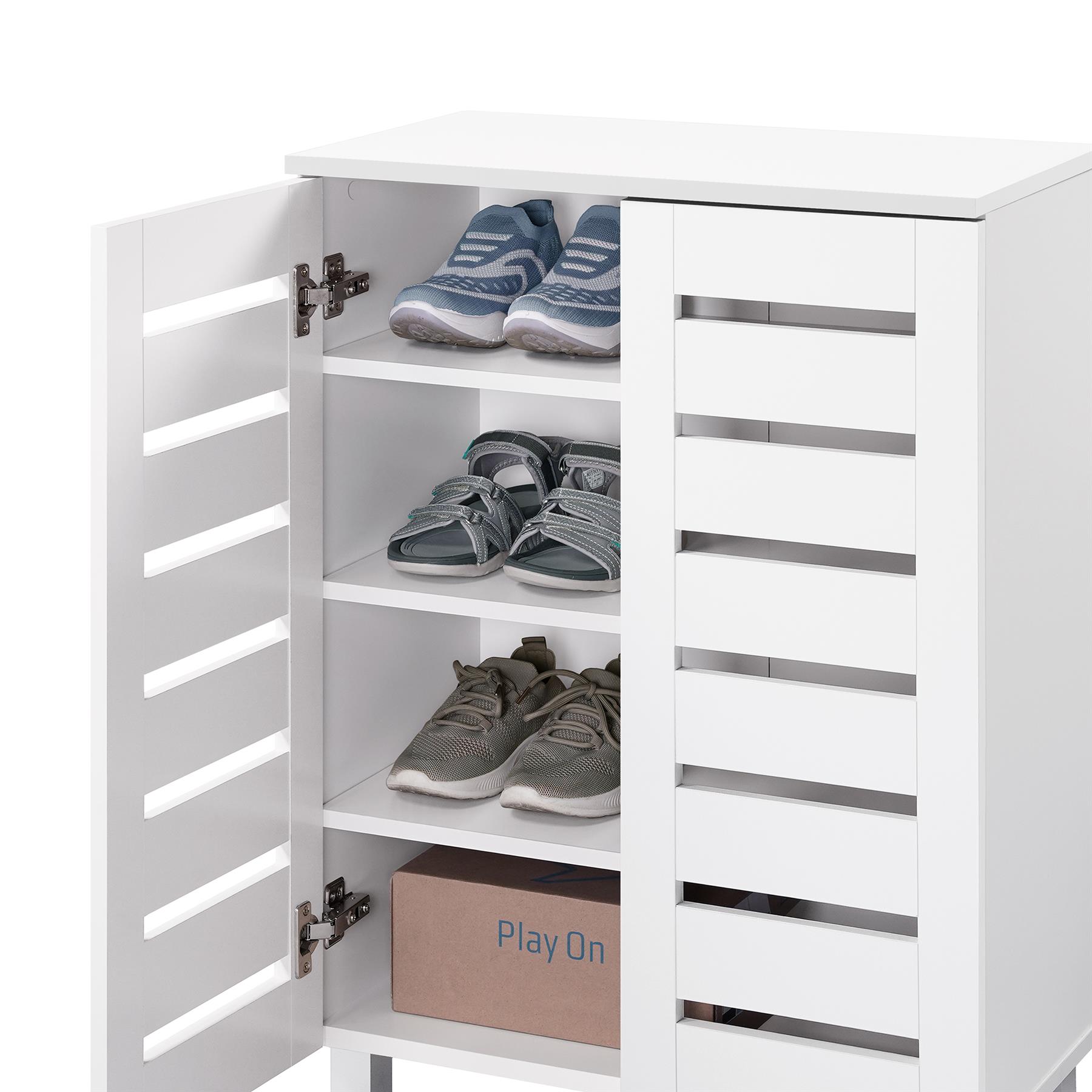 Euston 2 & 3 Door Wooden Shoe Storage Cabinet Rack Stand Cupboard Slatted Doors - Picture 33 of 71