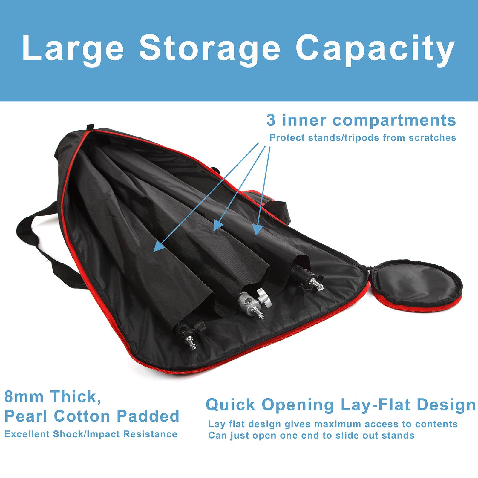 BOLLUMA Heavy-Duty Tripod Carrying Case Water Repellent Bag Padded Compartments - Picture 4 of 19