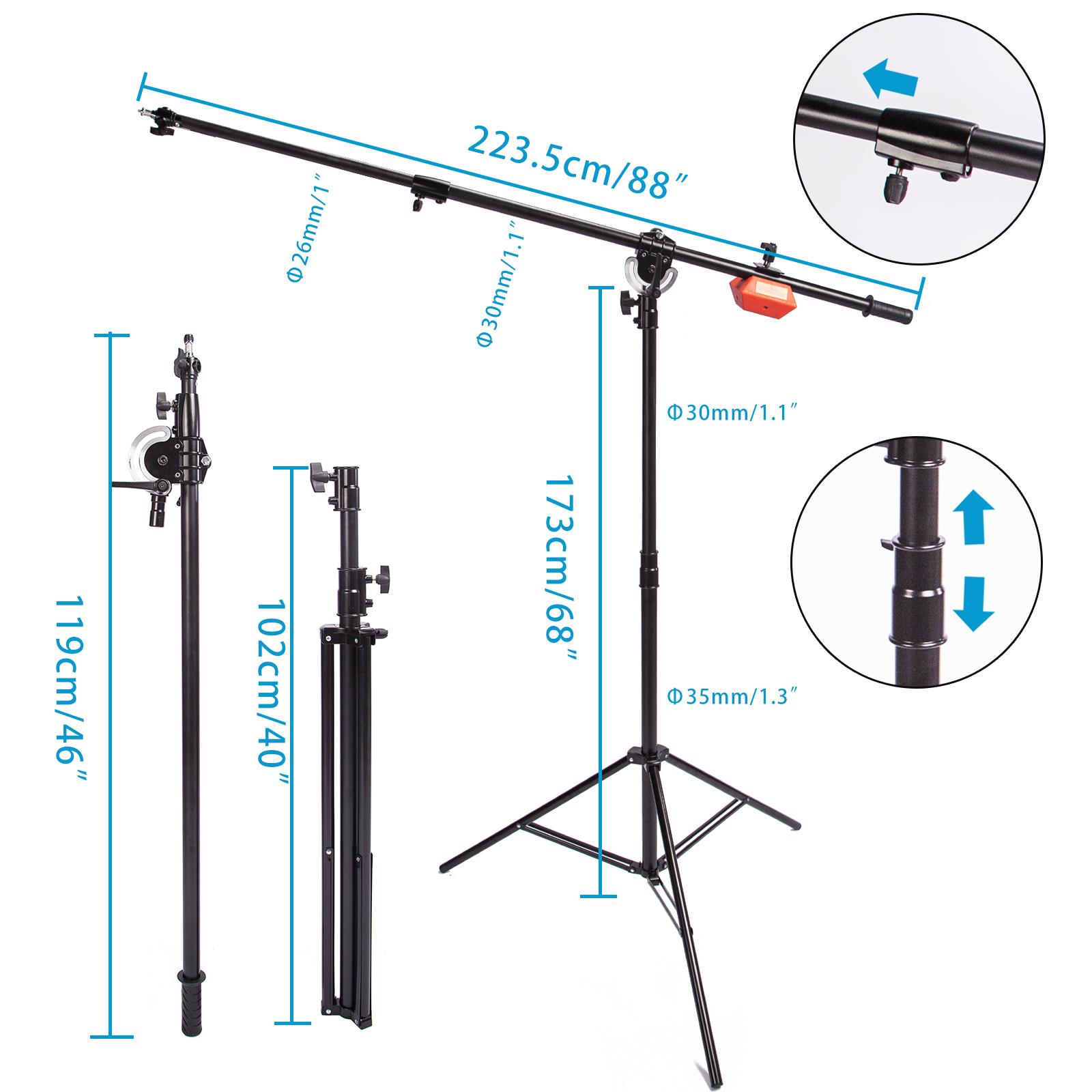 Studio Light Stand Boom Arm Photo Photography Telescopic Extension