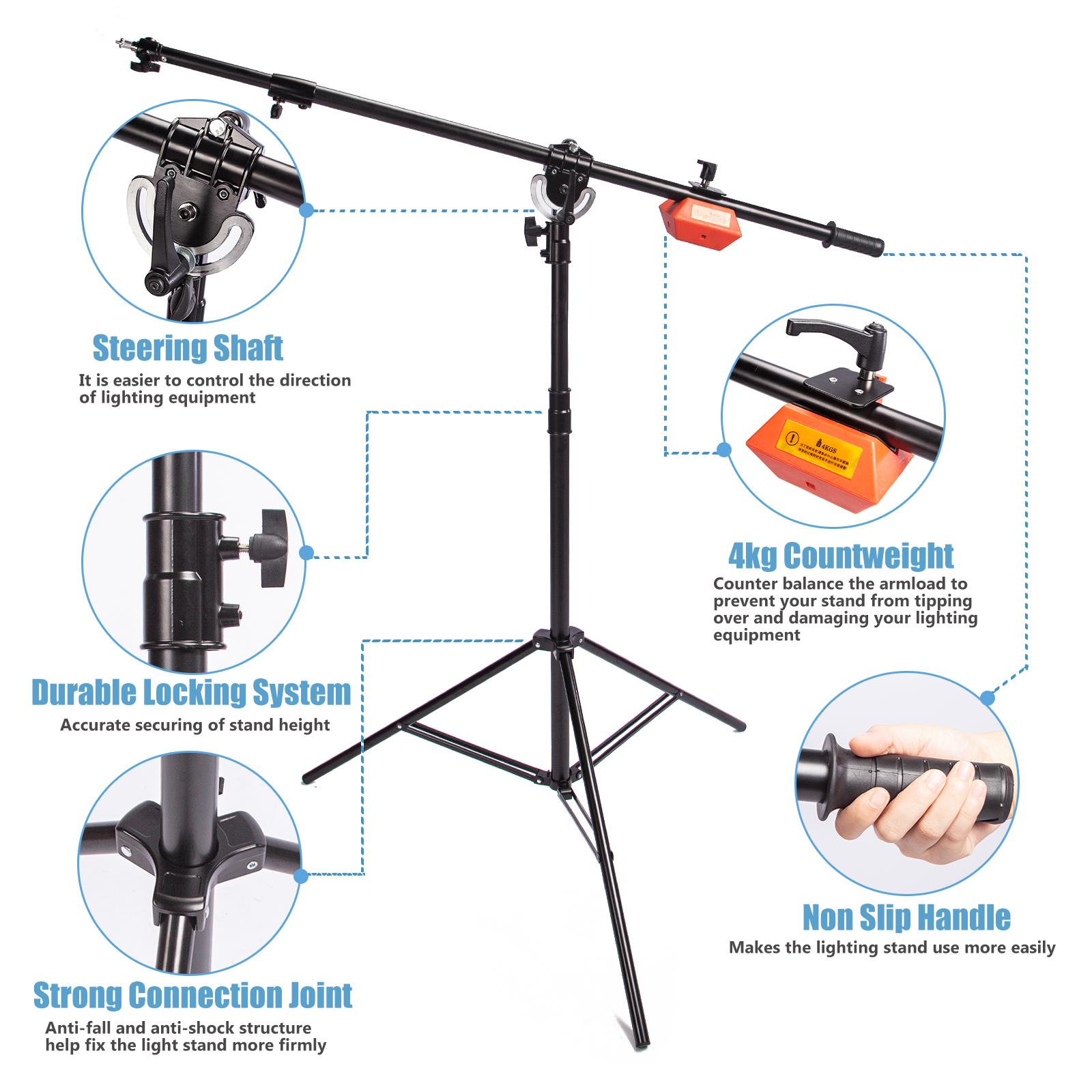 Studio Light Stand Boom Arm Photo Photography Telescopic Extension