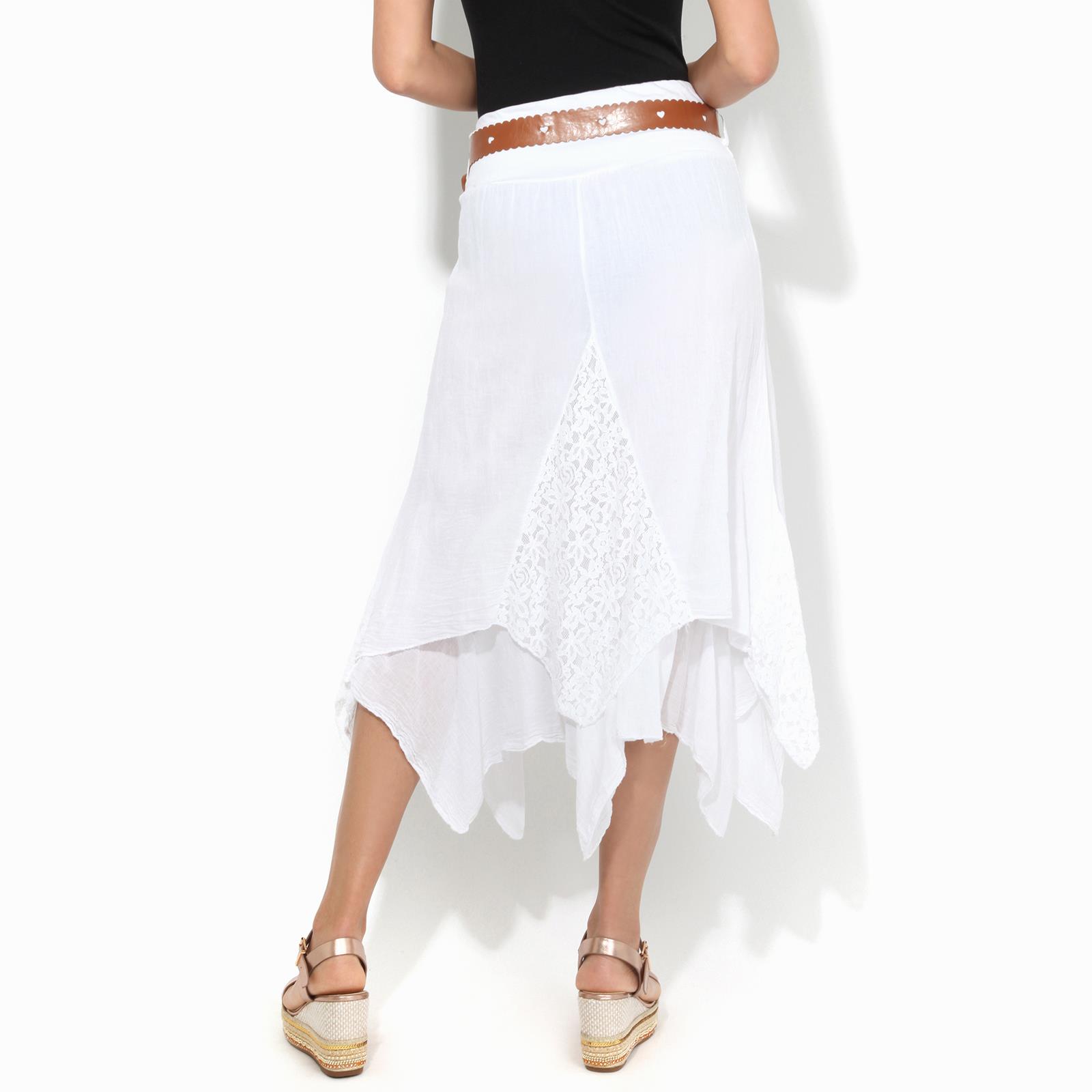Womens Boho Gypsy Skirt Maxi Drape Long Tiered Cotton Lace Hitched Hem Festival - Picture 15 of 15