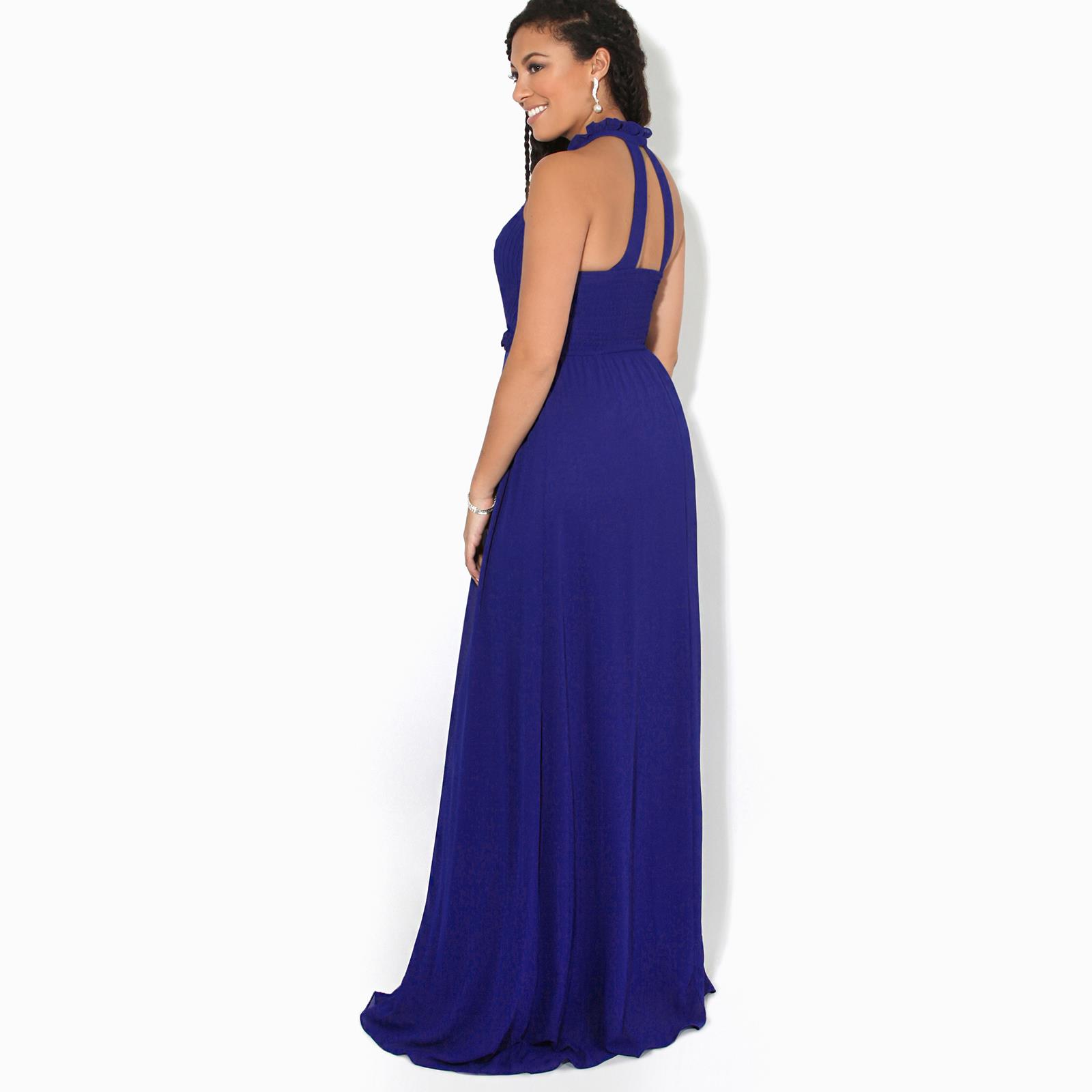 Women Ladies Halter Neck Chiffon Long Maxi Dress Wedding Bridesmaid Formal Party - Picture 19 of 28