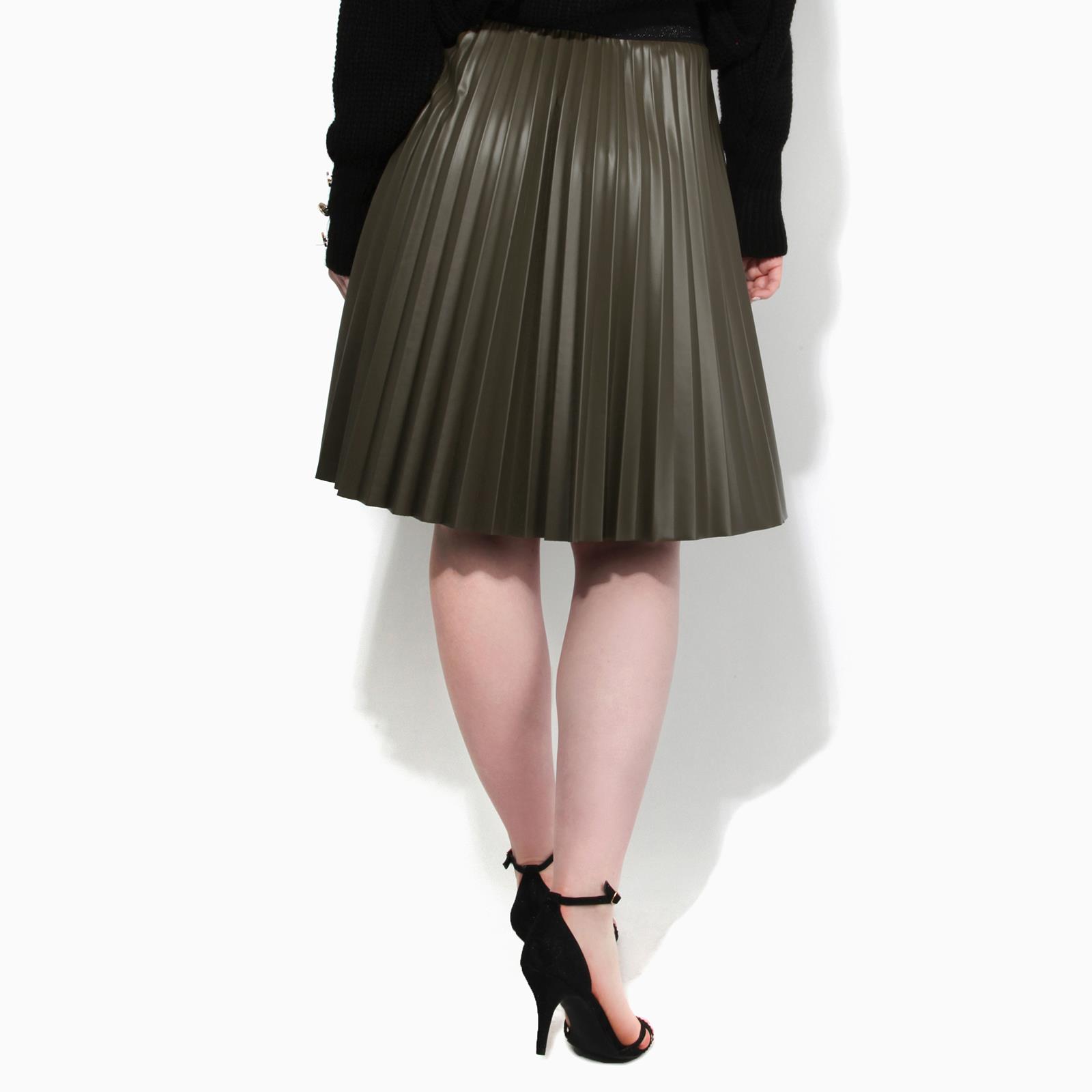 faux leather skirt knee length
