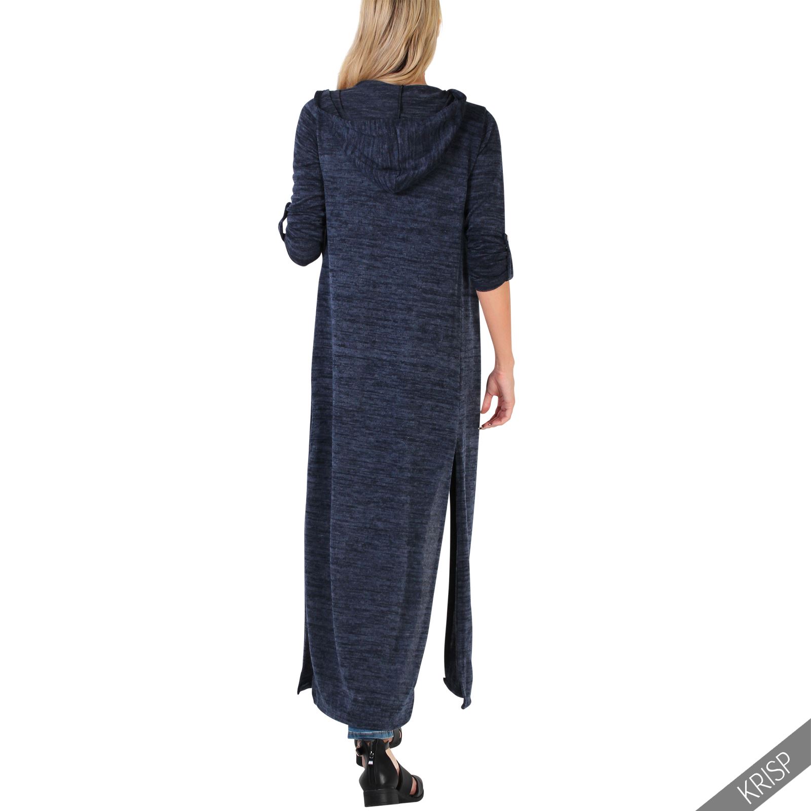 Womens Soft Knit Hooded Long Cardigan Sweater Shrug Tunic Top Duster
