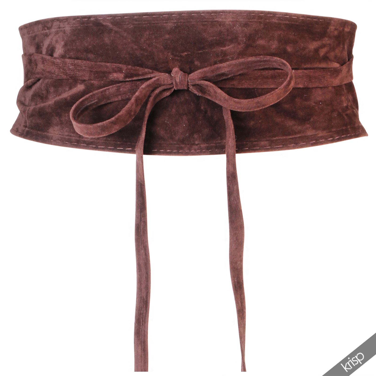 Women Soft Faux Leather Wide Self Tie Wrap Around Obi Waist Band Cinch